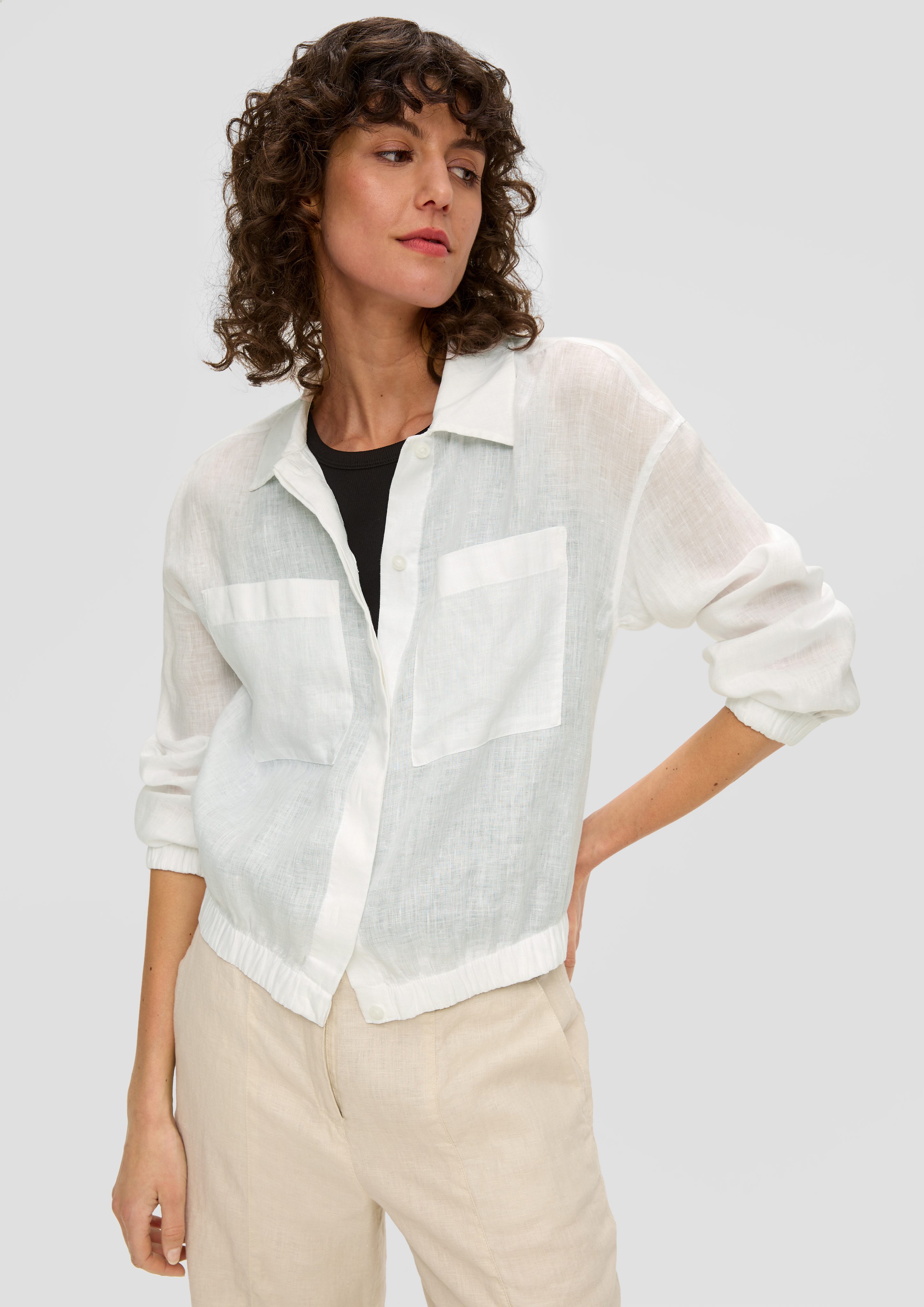 s.Oliver Kurzarmshirt Blusenjacke aus Leinen günstig online kaufen