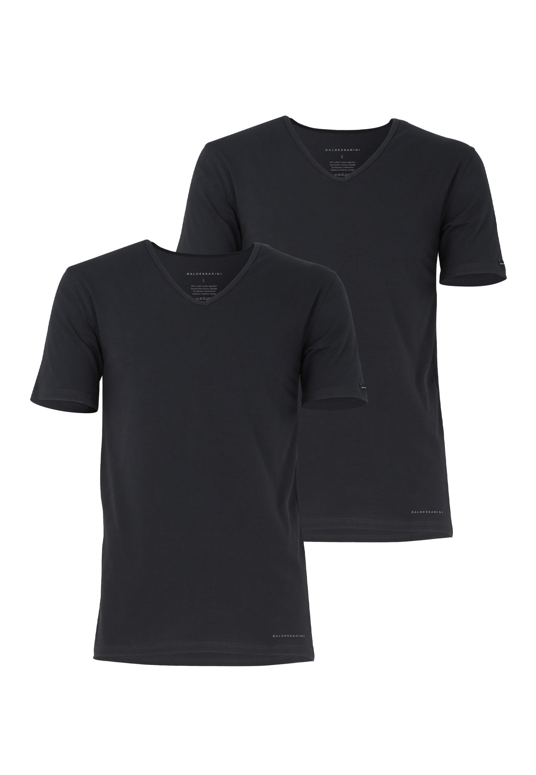 Unterziehshirt Baldessarini Herren Unterhemd schwarz uni 2er Pack