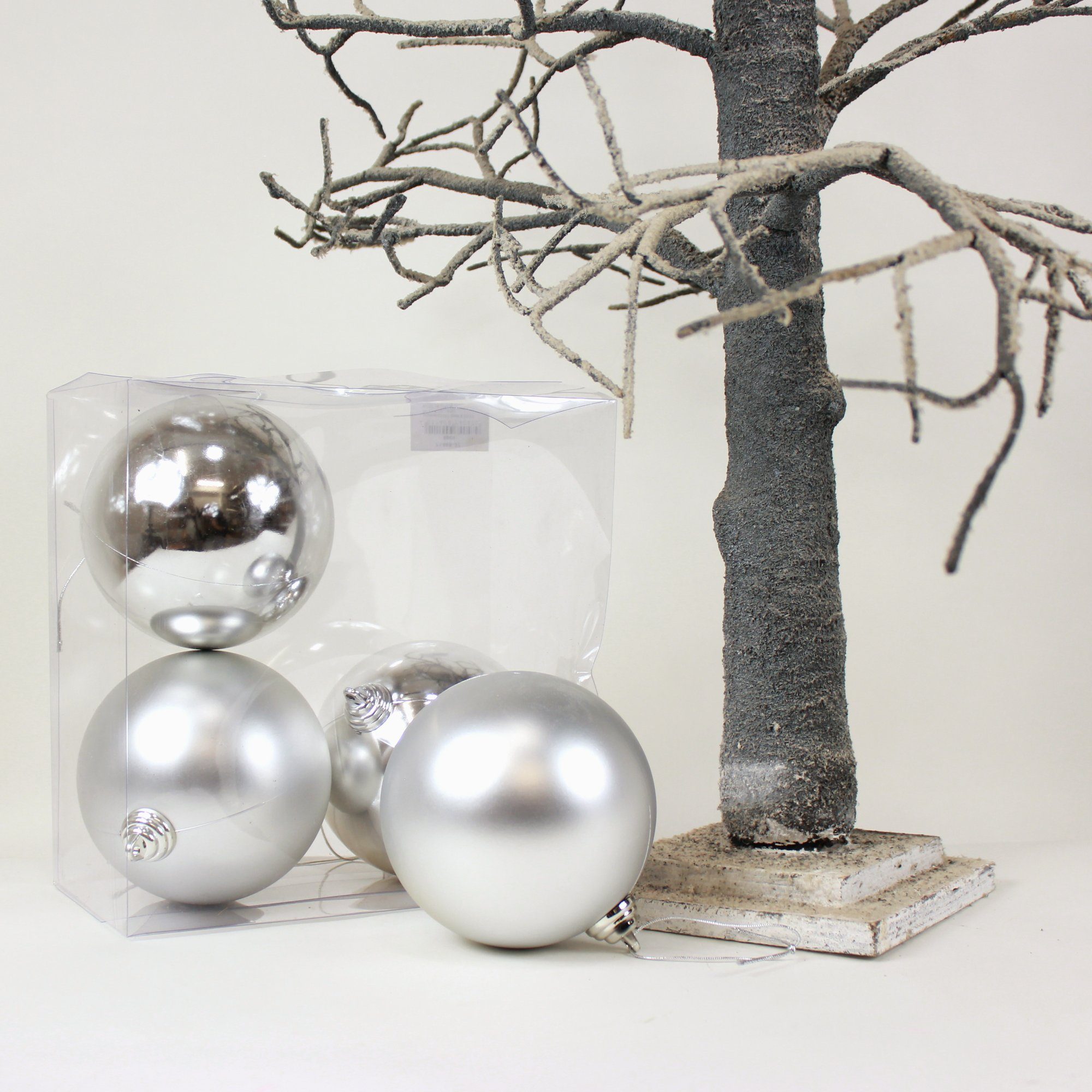 Lucht Weihnachtsbaumkugel Weihnachtskugeln 12 cm silber 4 Stück in der Box