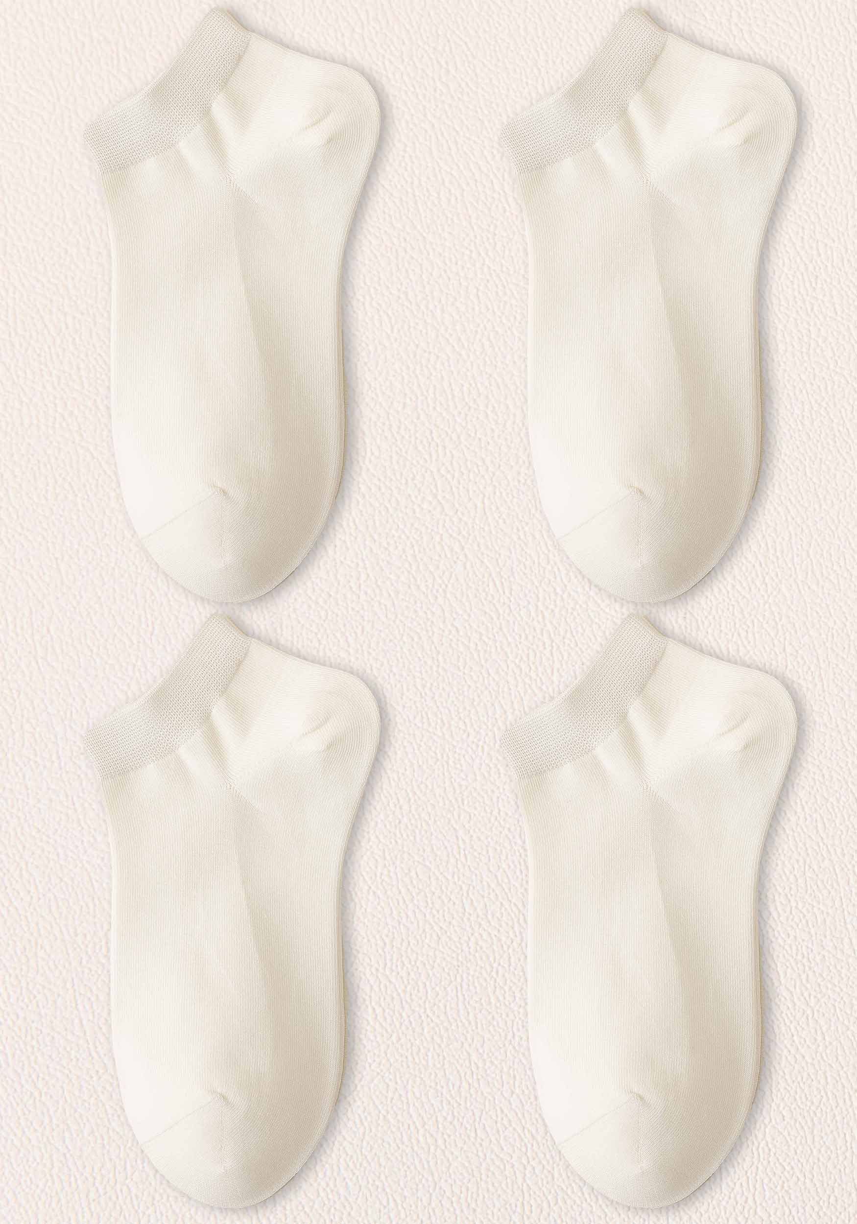 MAGICSHE Freizeitsocken Damen Socken– warm, atmungsaktiv,lange haltbar, kein Verrutschen (4-Paar) Invisible Socken bequem Sneakersocken Weiß