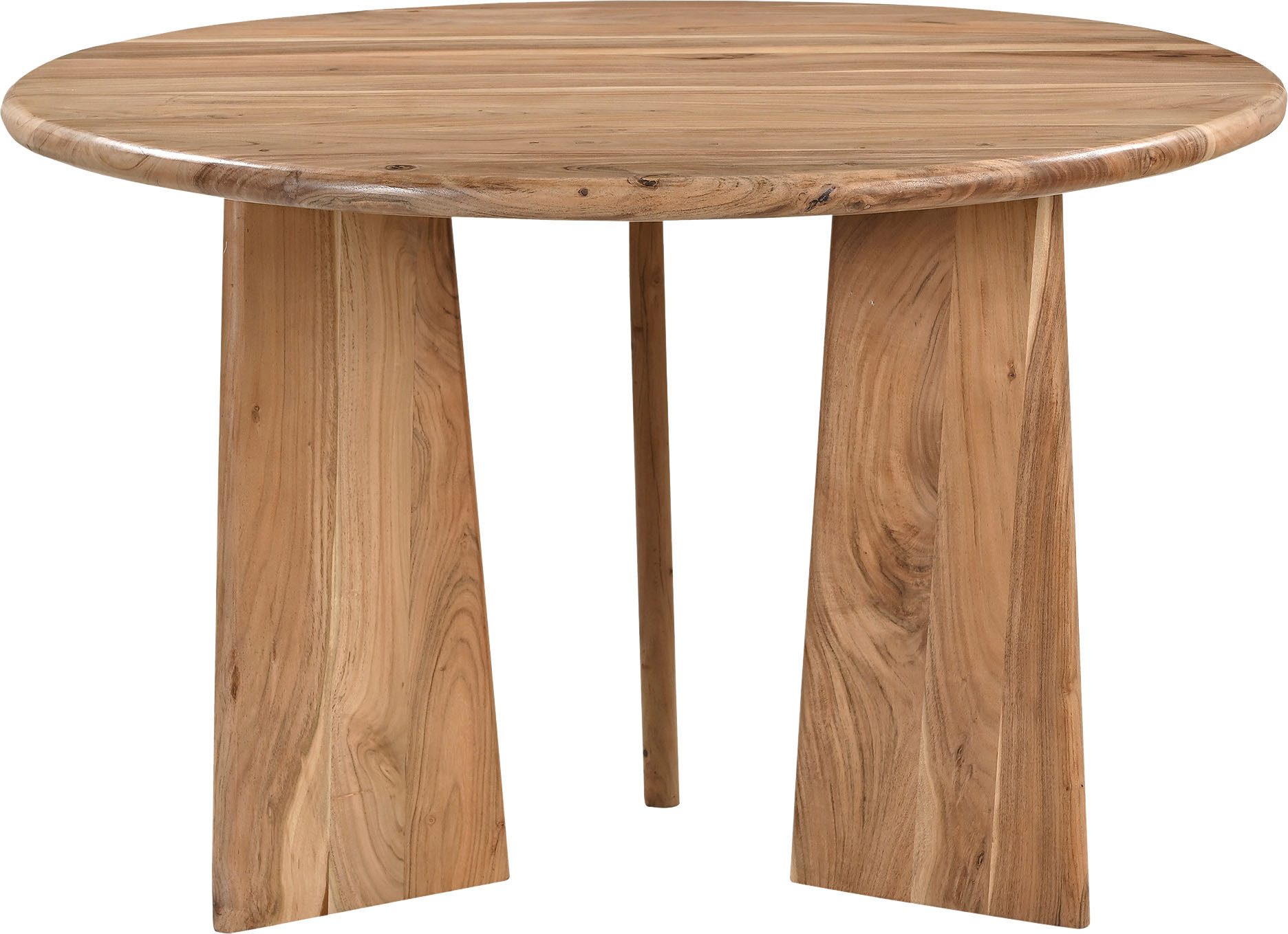 SIT Esstisch Kyoto aus Akazie Ø120 cm mit asymmetrischem Holzgestell (1-St), 4 cm starke Akazienplatte mit abgerundeten Kanten & Naturmaserung