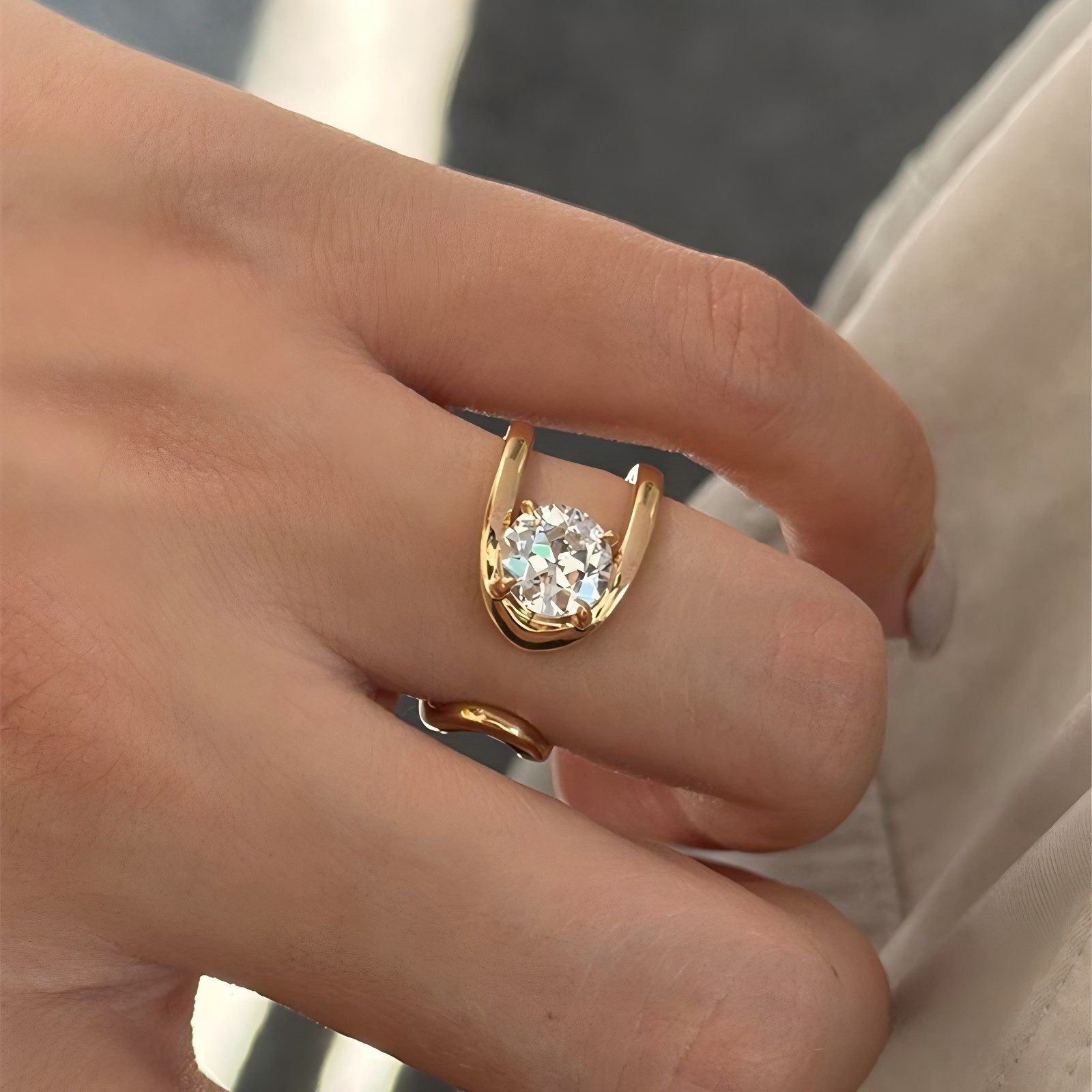 Jumpeak Diamantring 1,5/2ct Diamantring für Damen, Damenring aus 585er Gold, offener Ring, Paarringe,Geschenke zum Hochzeitstag,Echtheitszertifikat,Partnerringe