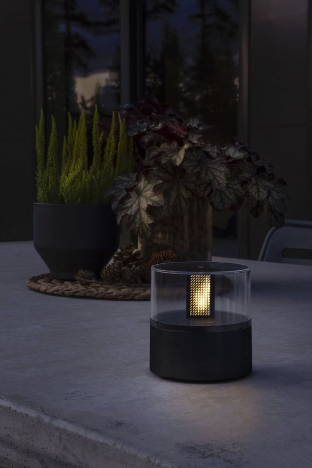 KONSTSMIDE LED Dekolicht, LED fest integriert, Warmweiß, LED Flamme mit  schwarzem Kunststoffsockel und transparenter Abdeckung, Batteriebetriebener  Artikel für den Außenbereich