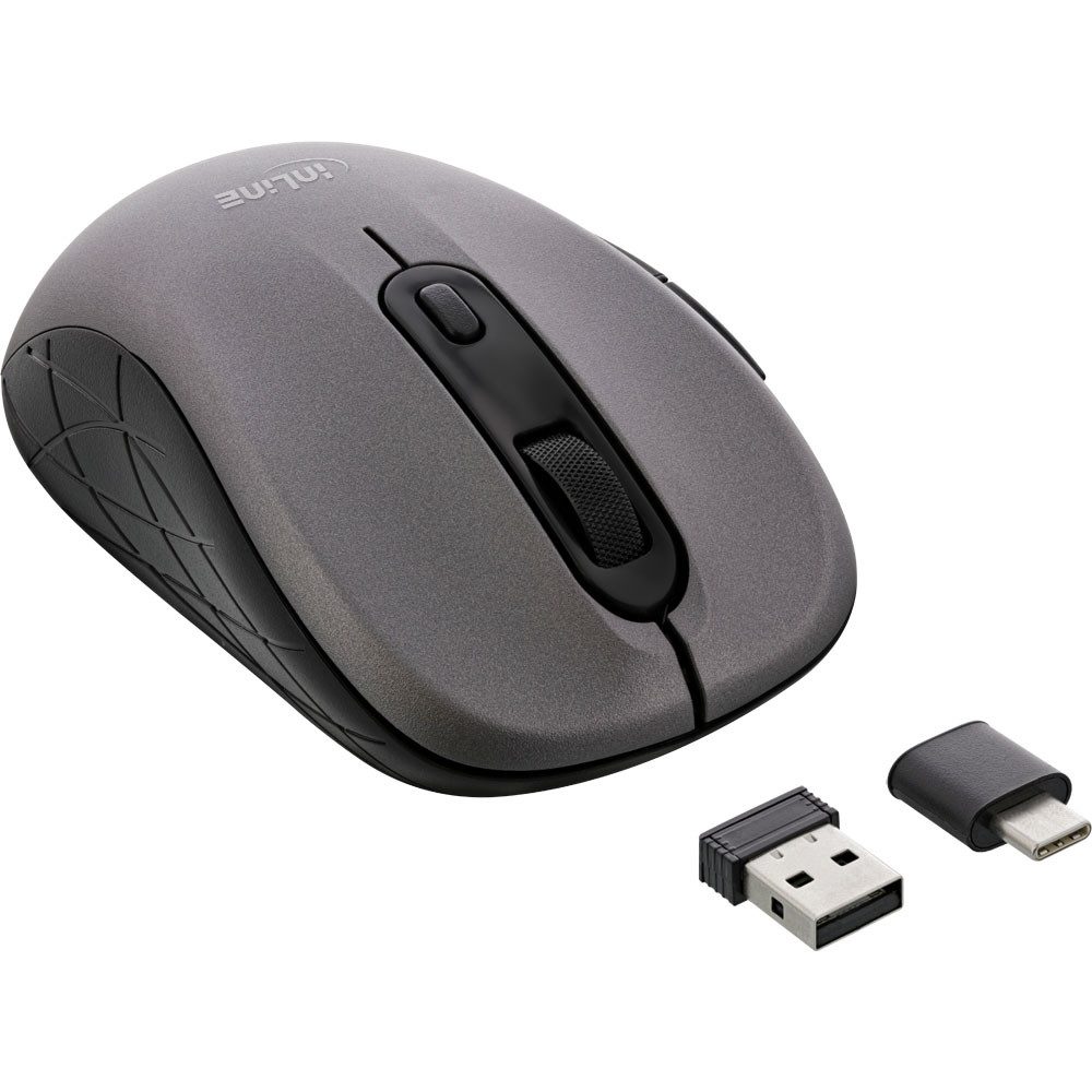 Inline Mauspad Maus 3-in-1 Bluetooth + 2x 2.4GHz Funk 5 Tasten optisch grau/schwarz