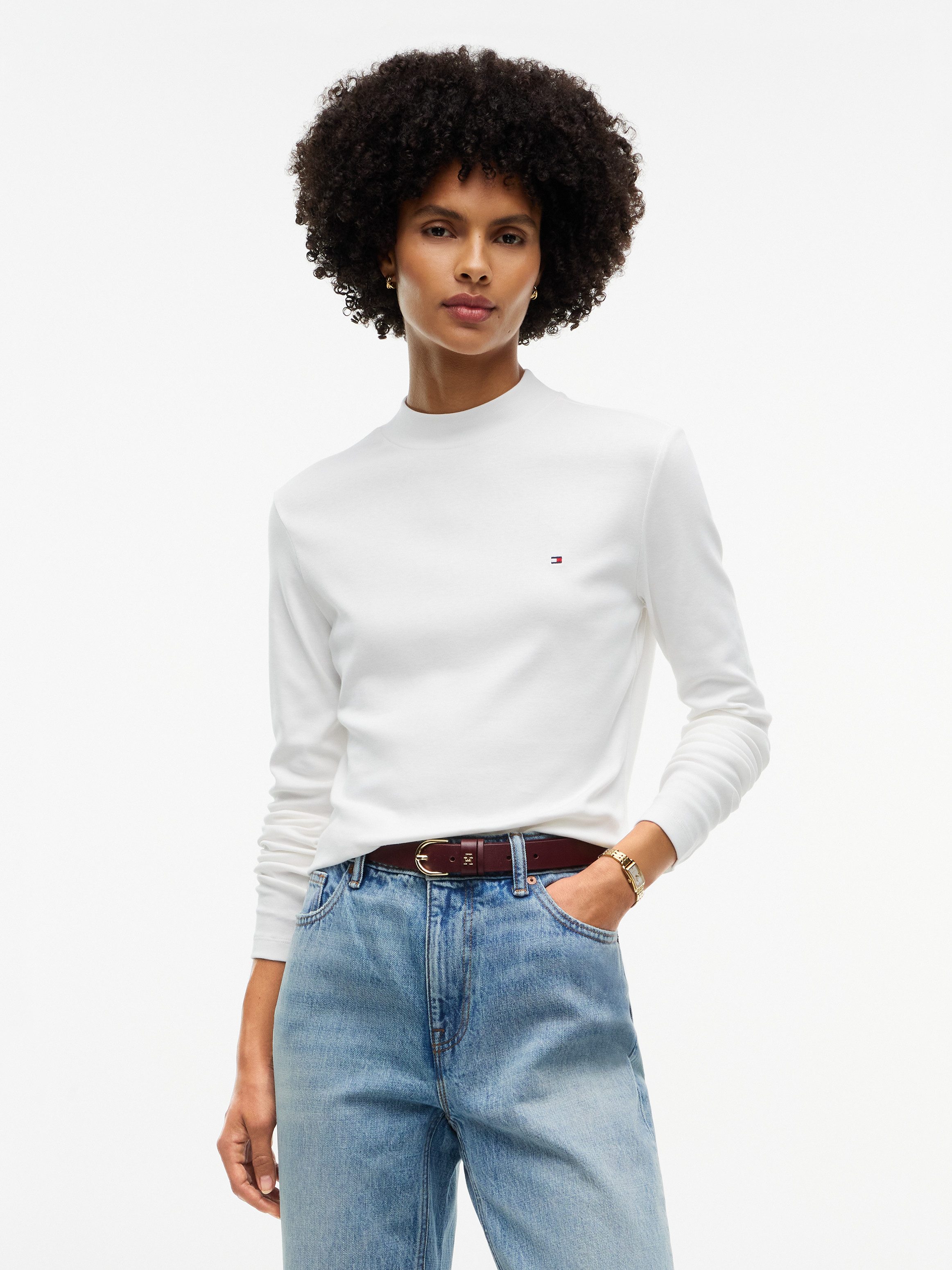 Tommy Hilfiger Langarmshirt SLIM CODY MOCK-NK LS Baumwolle, slim fit