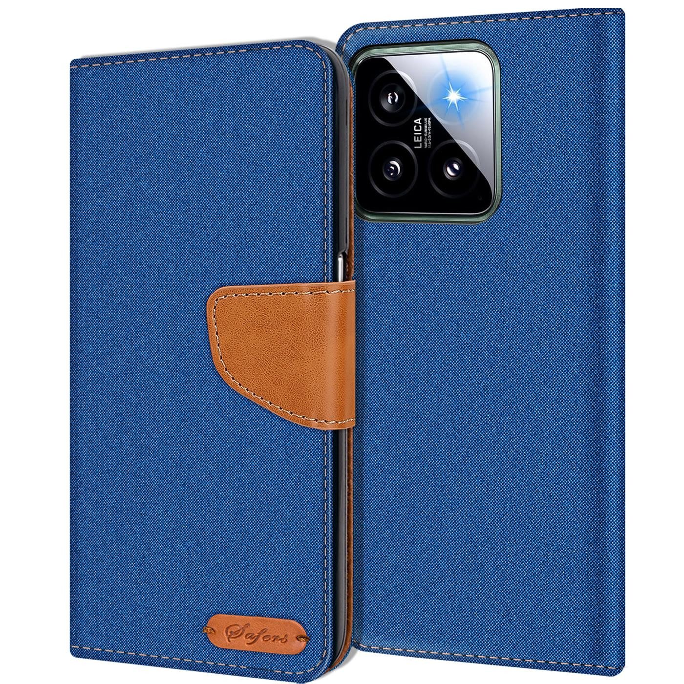 CoolGadget Handyhülle Denim Schutzhülle Flip Case für Xiaomi 14 Pro 6,73 Zoll, Book Cover Handy Tasche Hülle für Xiaomi 14 Pro Klapphülle
