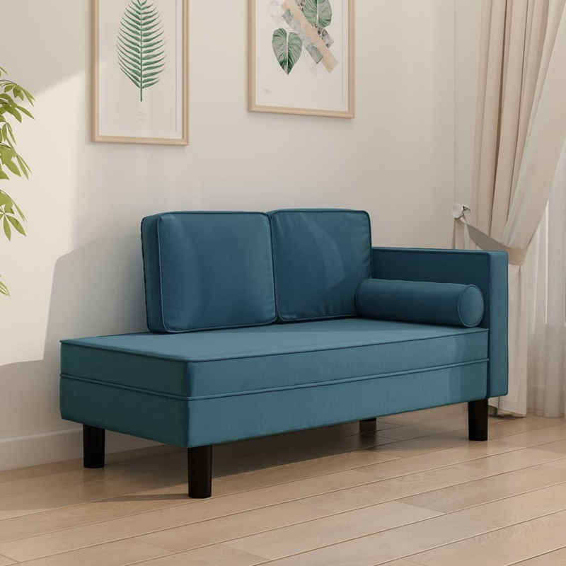 vidaXL Sofa Chaiselongue mit Kissen und Nackenrolle Blau Samt