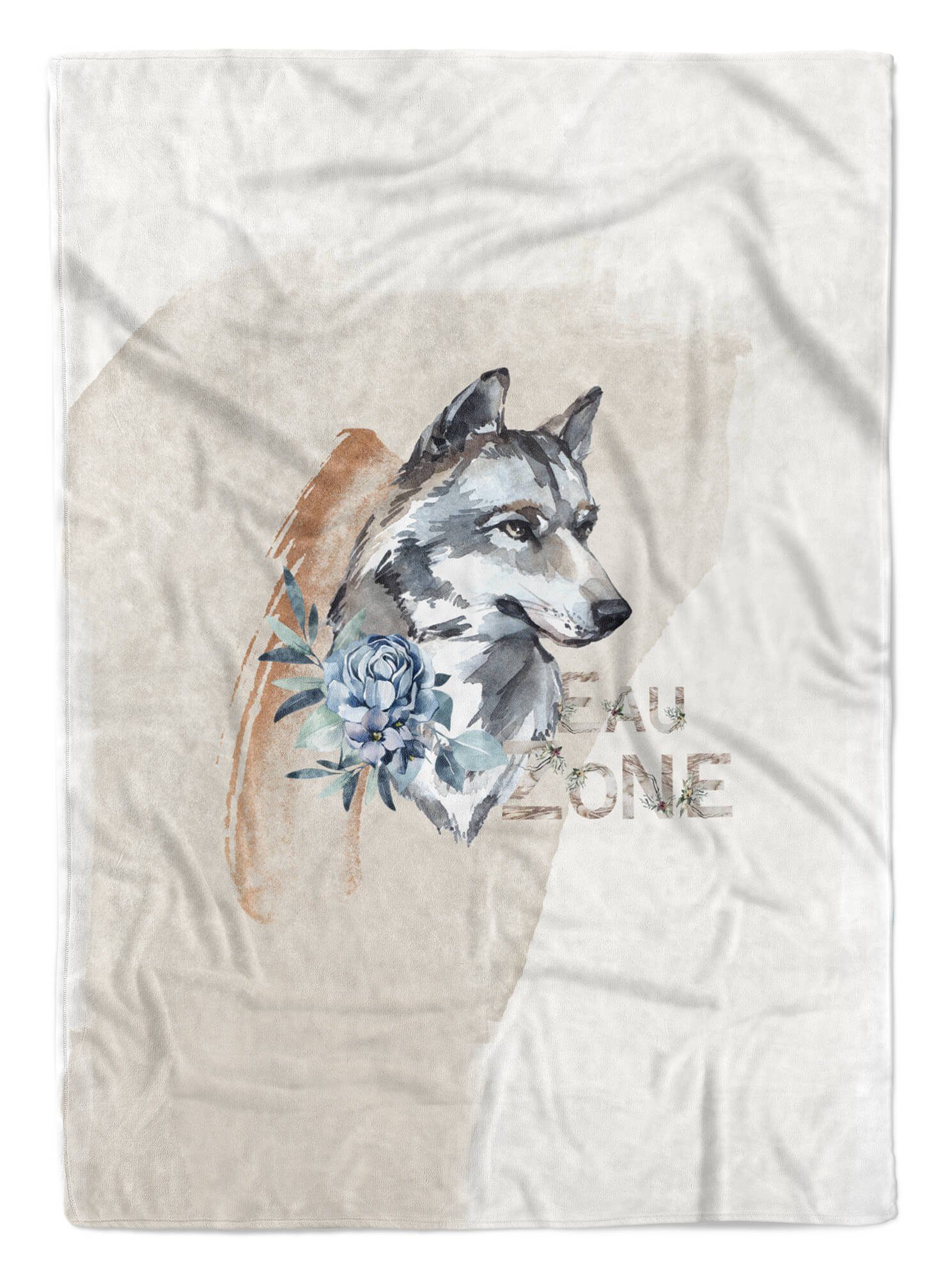 Kunstvoll, Wolf Art Kuscheldecke Blume Saunatuch Handtücher Strandhandtuch Sinus (1-St), Handtuch Baumwolle-Polyester-Mix Handtuch