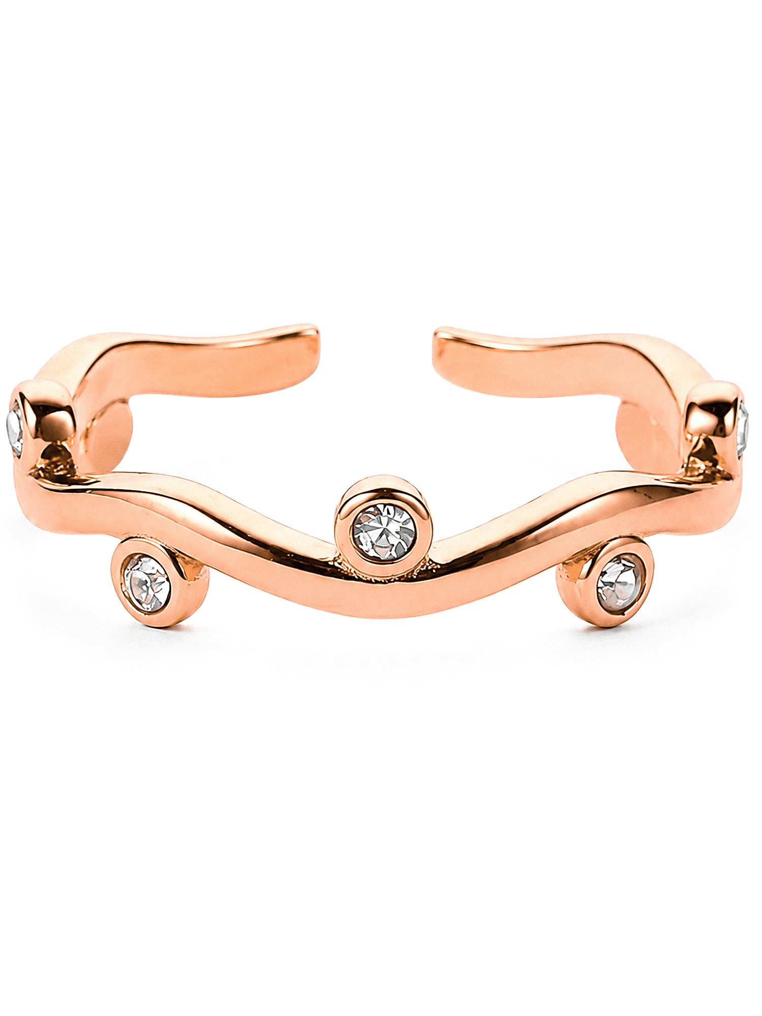 THIORA Fingerring Lagoon, 316L Edelstahl mit Zirkonia, offen & verstellbar