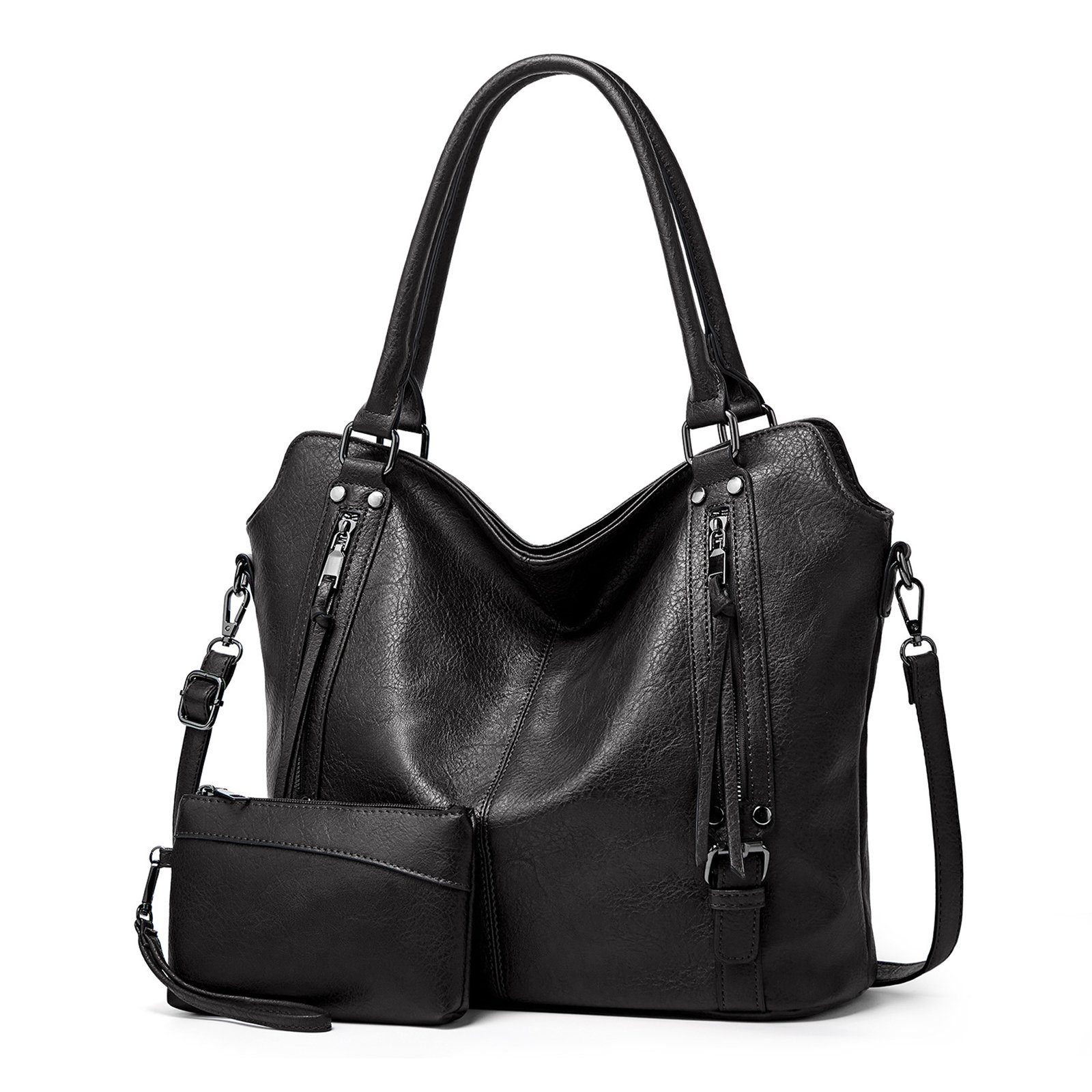 TAN.TOMI Handtasche Damen Schultertasche Groß Shopper Synthetisches-Lederhandtasche, Handtaschen Umhängetasche Geldbörse Damen Taschen 2-Tlg