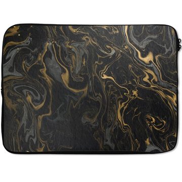 MuchoWow Laptop-Hülle Marmor - Textur - Grau - Gold - Marmoroptik - Luxus 13.3 Zoll, Laptopsleeve, weiches Innenfutter zum Schutz Kratzern, Laptoptasche