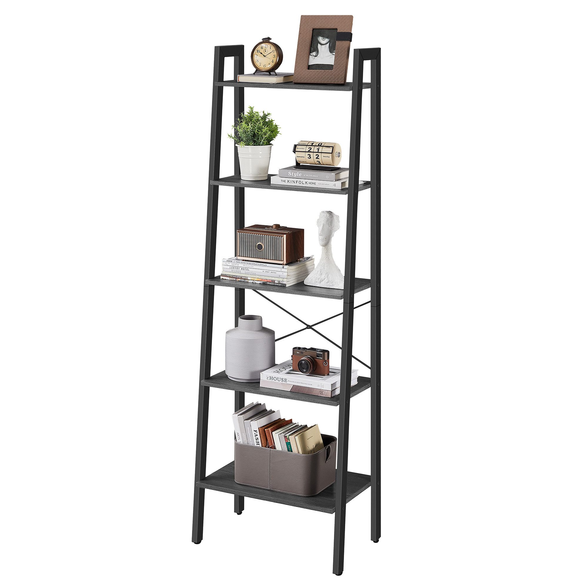 VASAGLE Bücherregal, Regal mit 5 Ebenen, Leiterregal, Wohnzimmer, modern, S günstig online kaufen