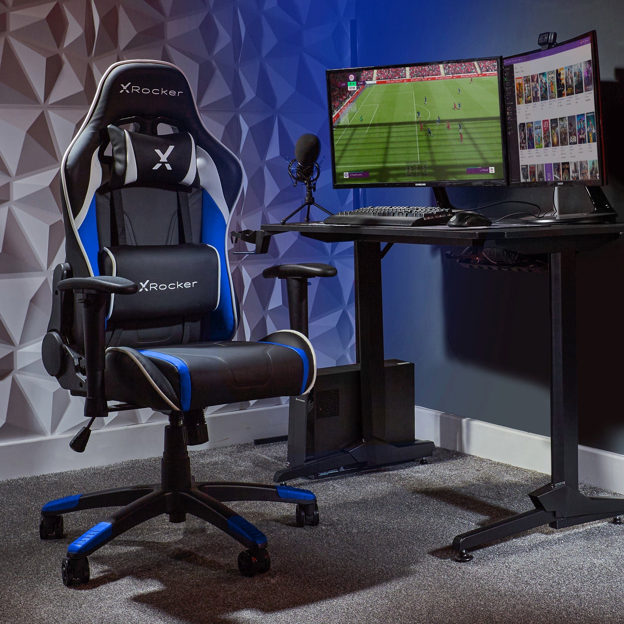 X Rocker Gaming-Stuhl Agility & Bürodrehstuhl Kinder eSports für Gaming Teenager Blau Compact