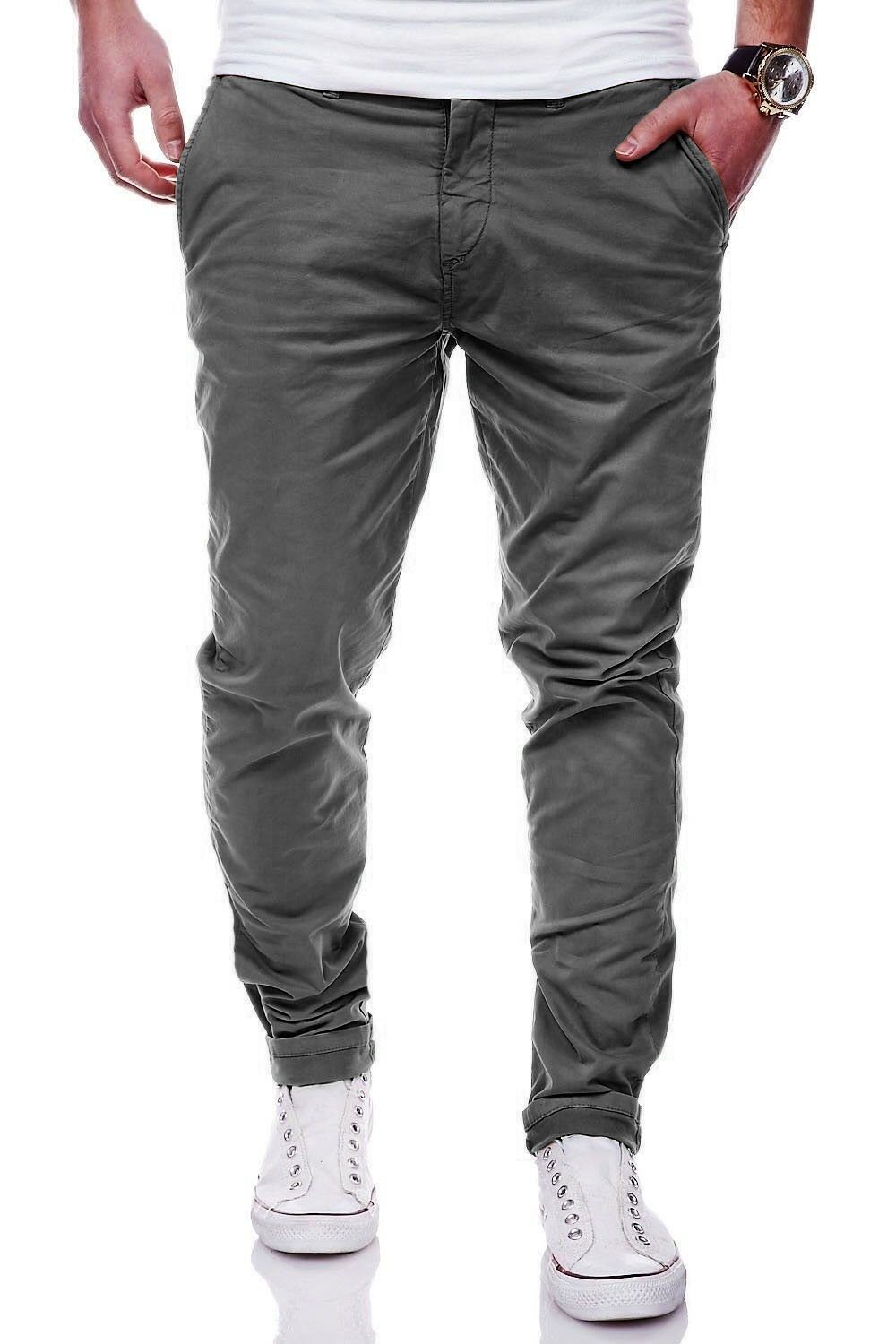 behype Stretch Chinohose Hose Regular MPBISTER Slim-Fit Basic Dunkelgrau