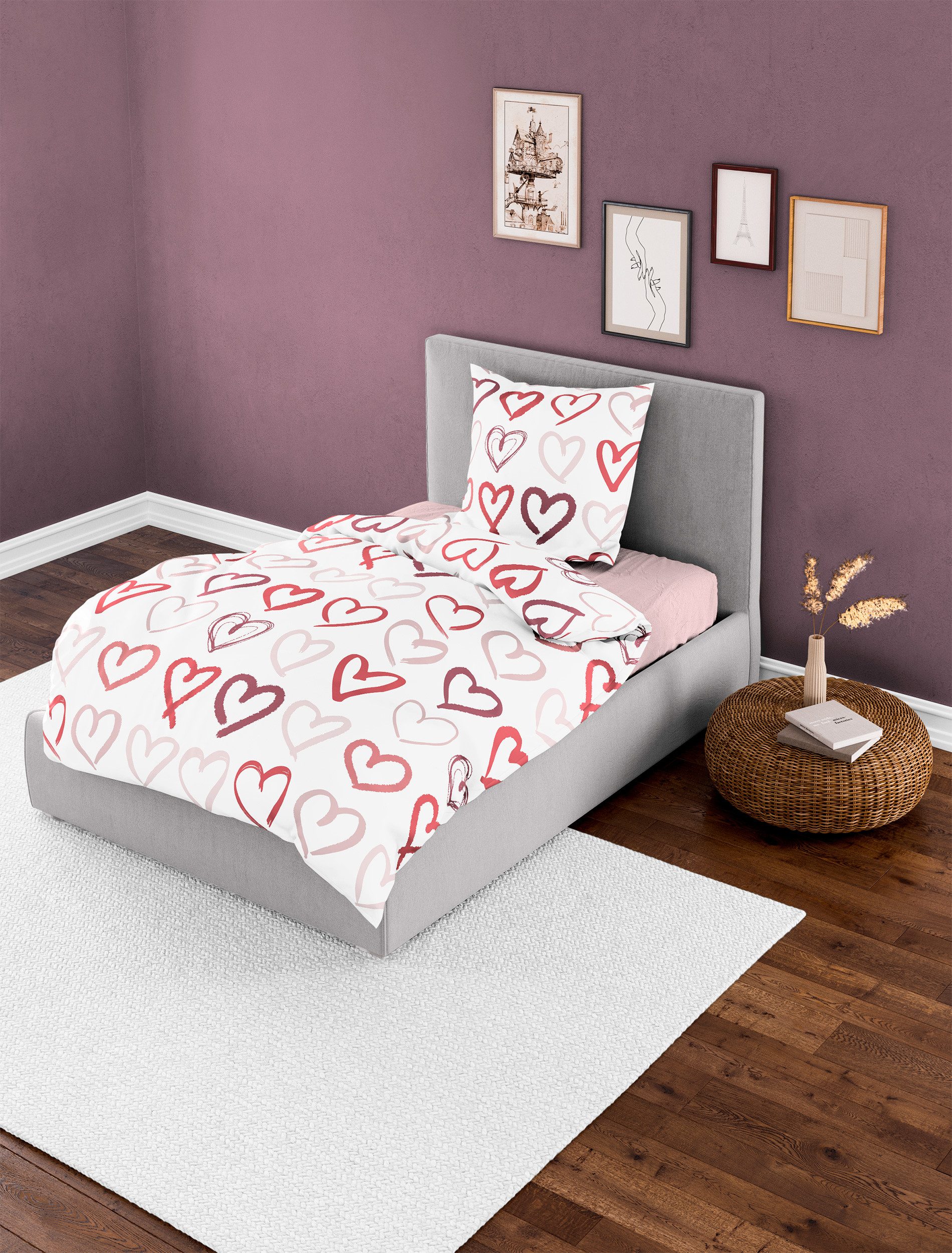 BIERBAUM Bettwäsche Bettwäsche 4145, Mako-Satin, 2 teilig, Mako-Satin, 100 % Baumwolle, pflegeleicht, seidig glänzend