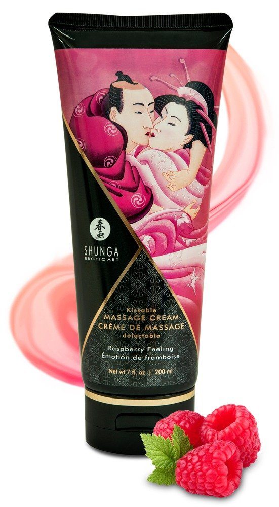 SHUNGA Gleit- und Massagegel Shunga - Massage Cream Raspberry 200 ml, für köstliche Partnermassagen