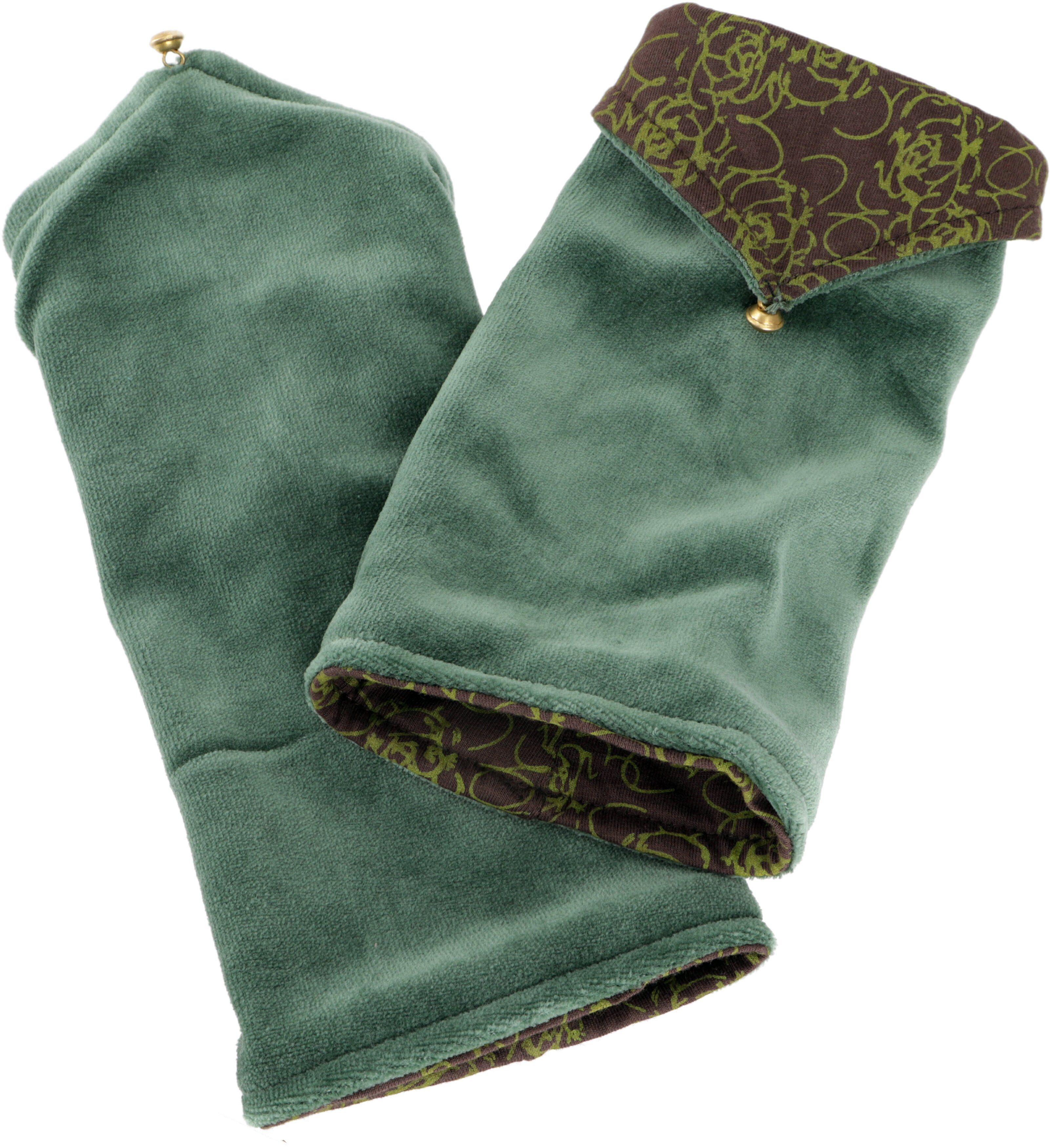 Guru-Shop Strickhandschuhe Handstulpen aus Samtstoff, Wendestulpen,.. günstig online kaufen