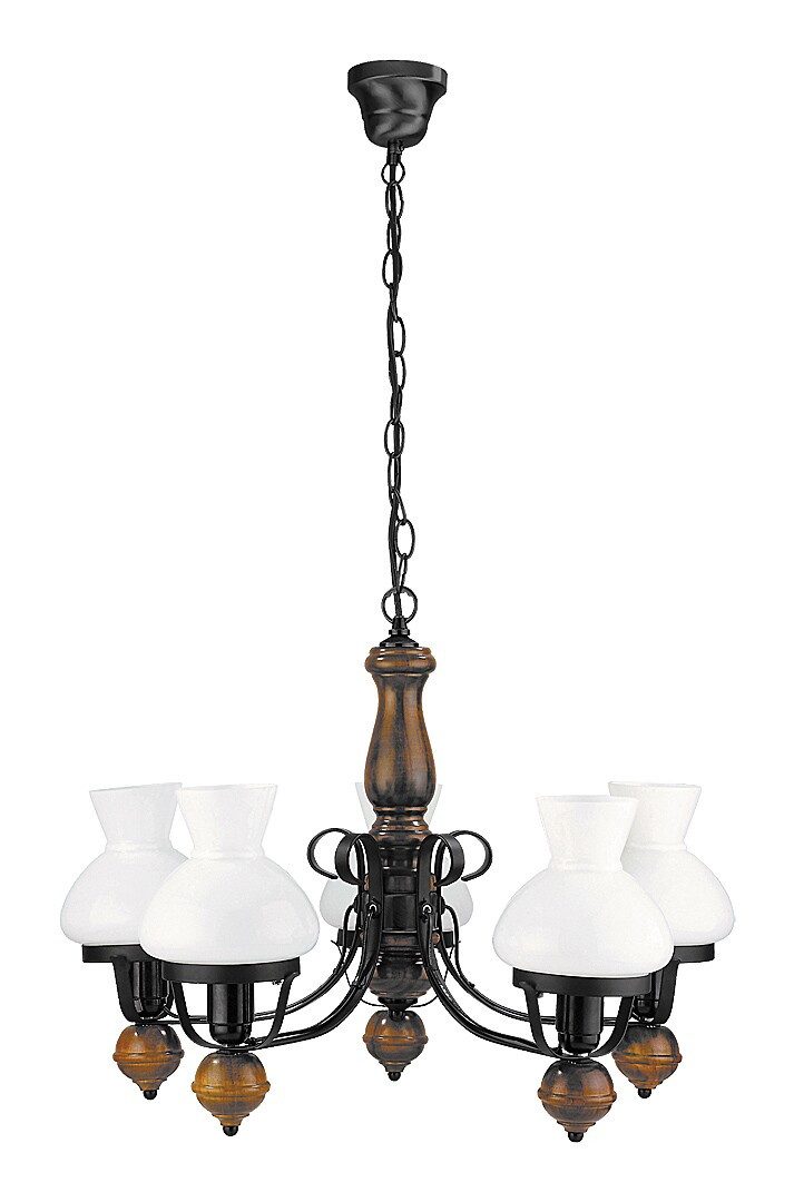 Rabalux Kronleuchter "Petronel" 5-flammig, Holz, schwarz, rund, E27, ø640mm
