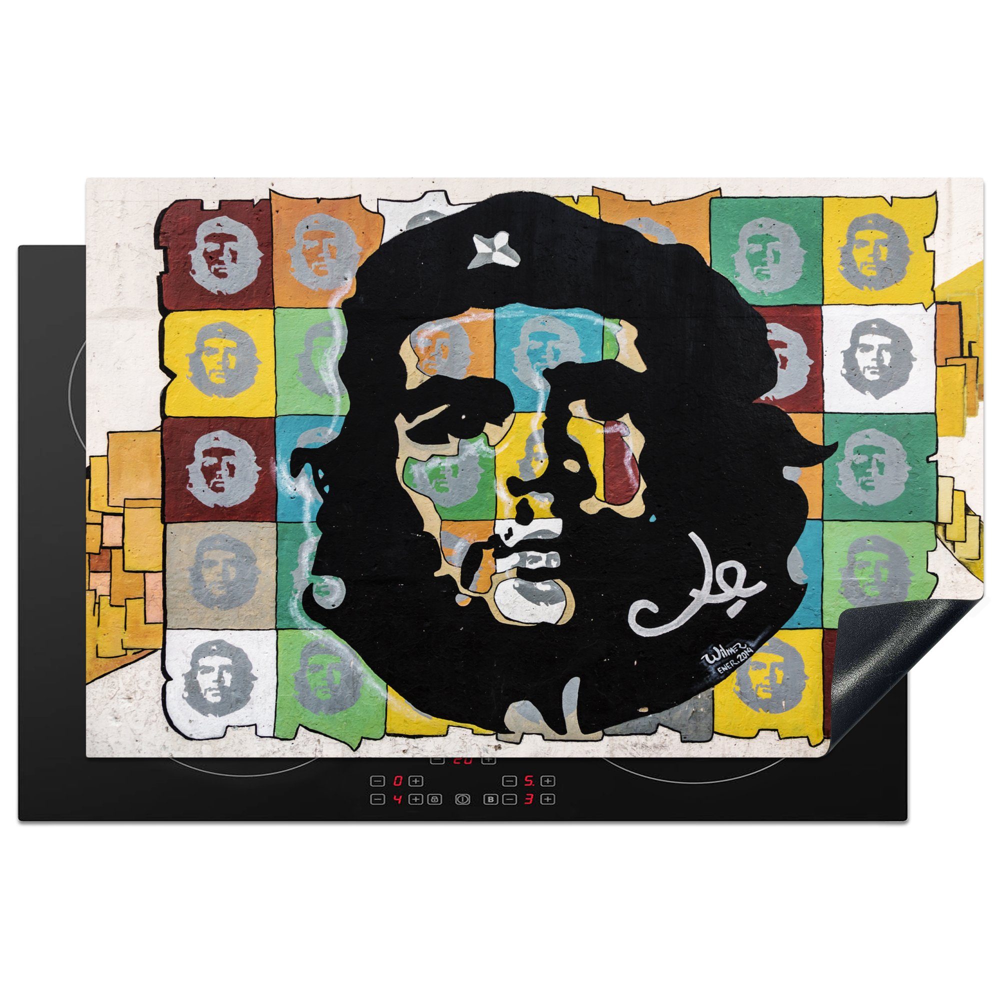 MuchoWow Herdblende-/Abdeckplatte Che Guevara als Silhouette, Vinyl, (1 tlg), 81x52 cm, Induktionskochfeld Schutz für die küche, Ceranfeldabdeckung