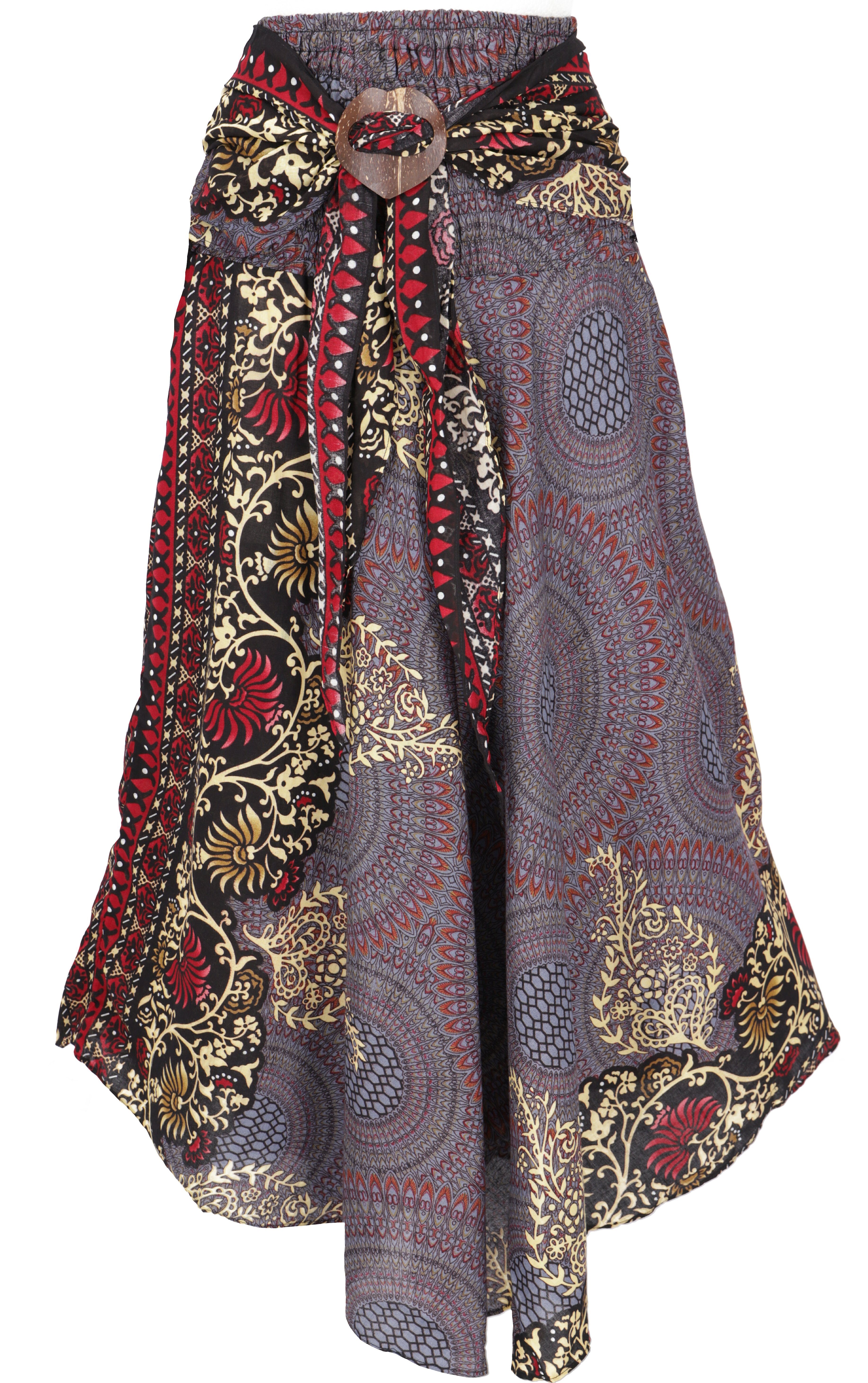 Minirock Boho Sommerrock, Maxirock Hippie chic - blaugrau