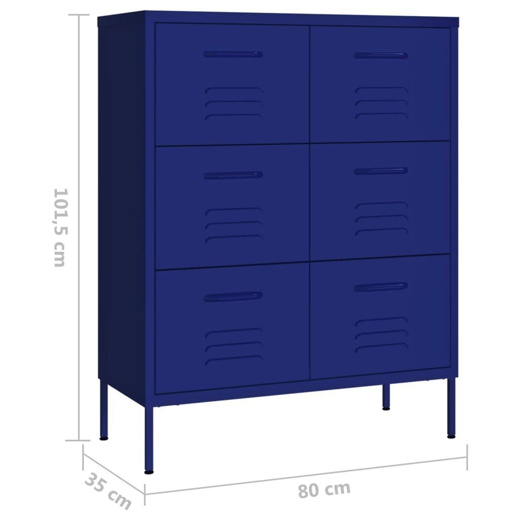 (1-St) Marineblau Stahl Fächerschrank 80x35x101,5 cm vidaXL Schubladenschrank
