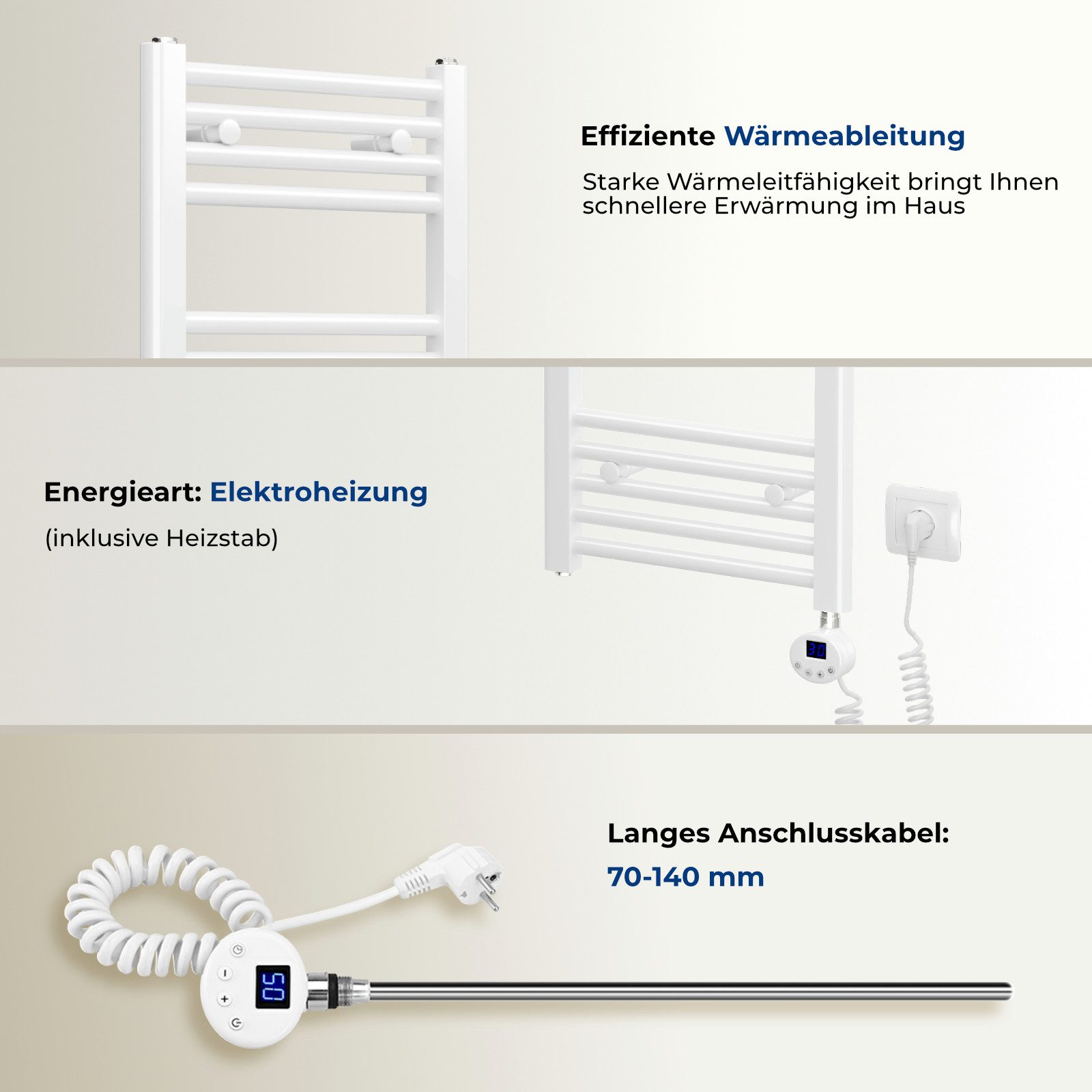 MEYKOERS Elektrischer Badheizkörper Elektro Handtuchwärmer Mit Thermostat günstig online kaufen