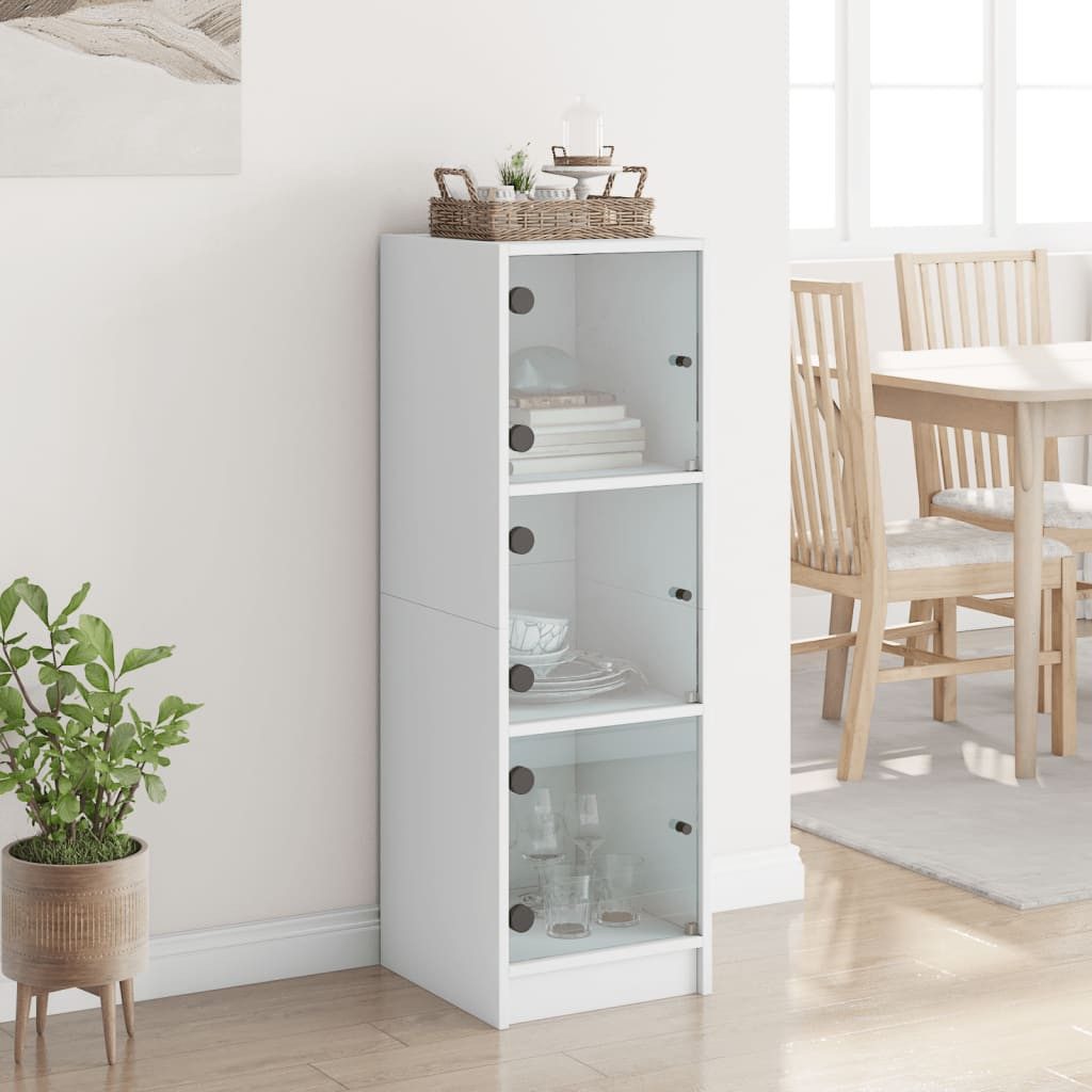 vidaXL Highboard Highboard mit Glastüren Weiß günstig online kaufen