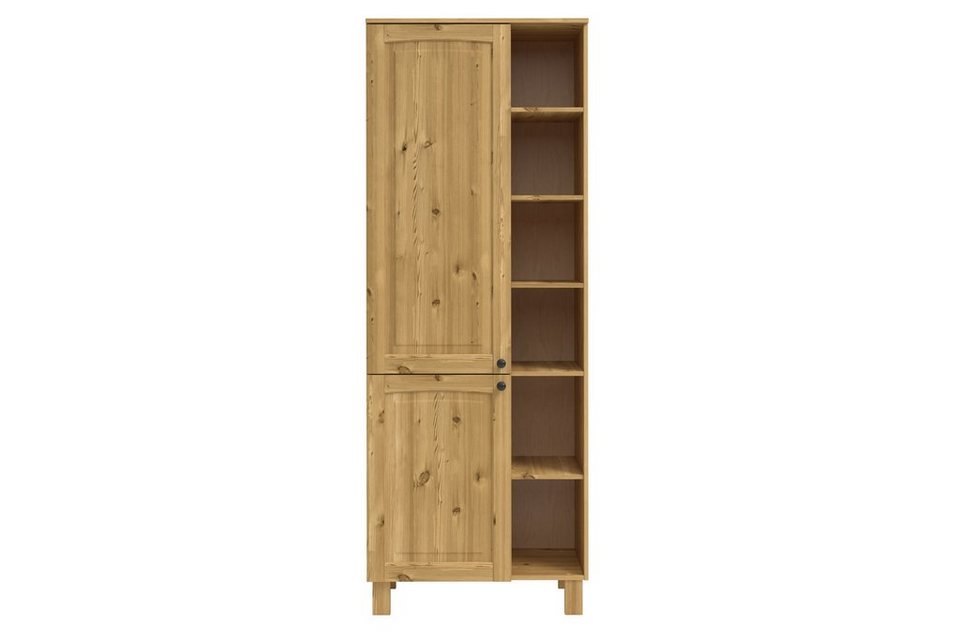 Home affaire Hochschrank Osby (1-St) Kiefer massiv, Breite 75 cm, 2 Türen,  4 Einlegeböden, 6 offene Fächer