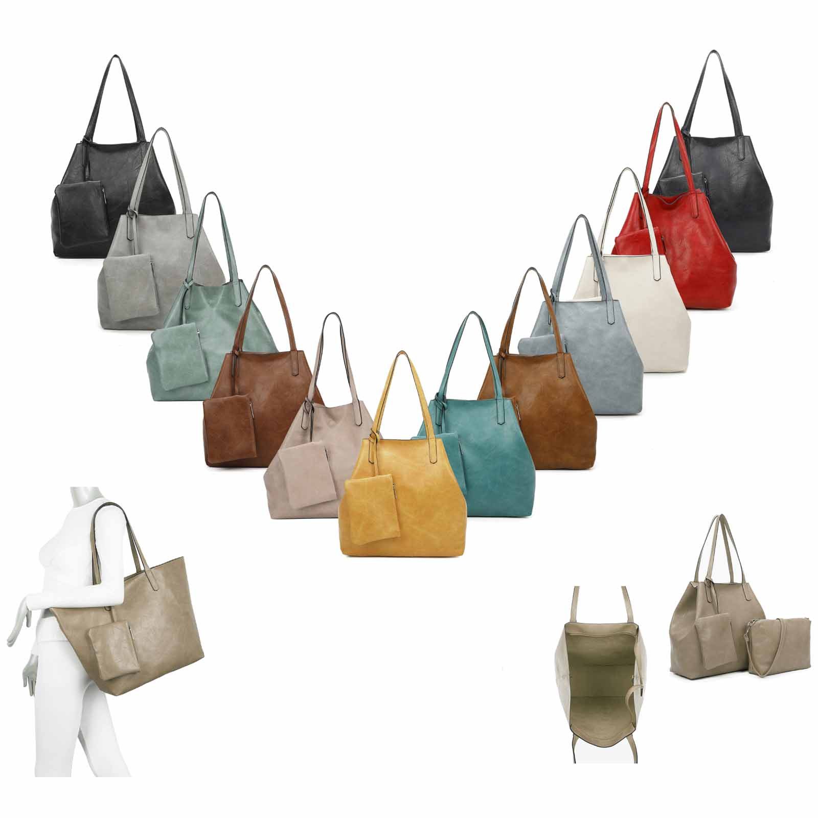 ITALYSHOP24 Schultertasche Damen Tasche SET 2in1 Umhängetasche XXL Shopper günstig online kaufen