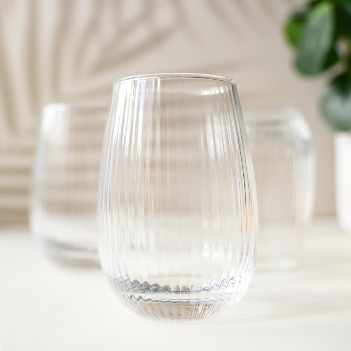 Sendez Cocktailglas 6 Trinkgläser 350ml (max. 400ml) geriffelte Oberfläche Cocktailgläser, 6-tlg., Glas – Bild 4 von 5