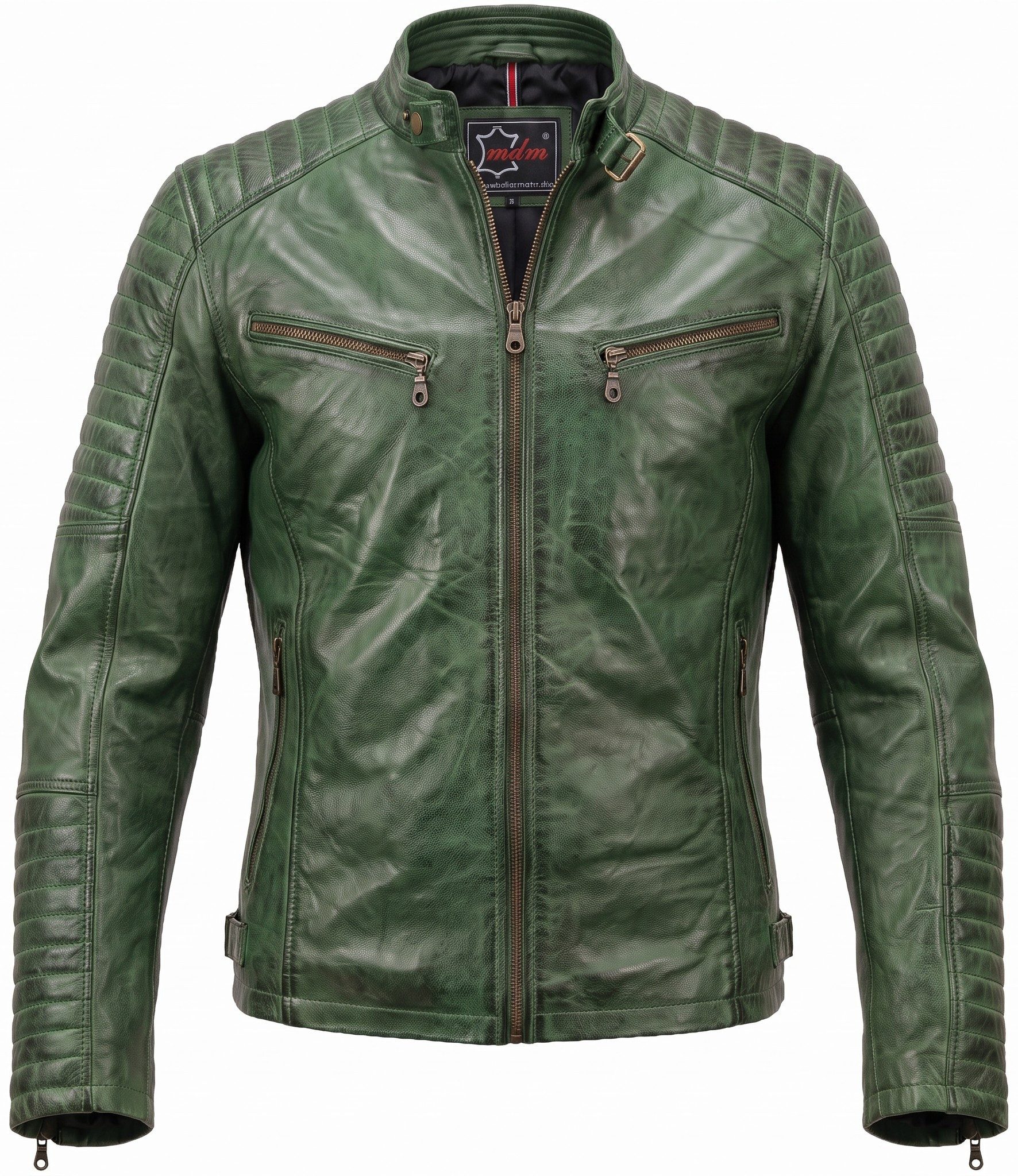 MDM Bikerjacke Herren Lamm Nappa Lederjacke Leichte Sommer Biker Lederjacke