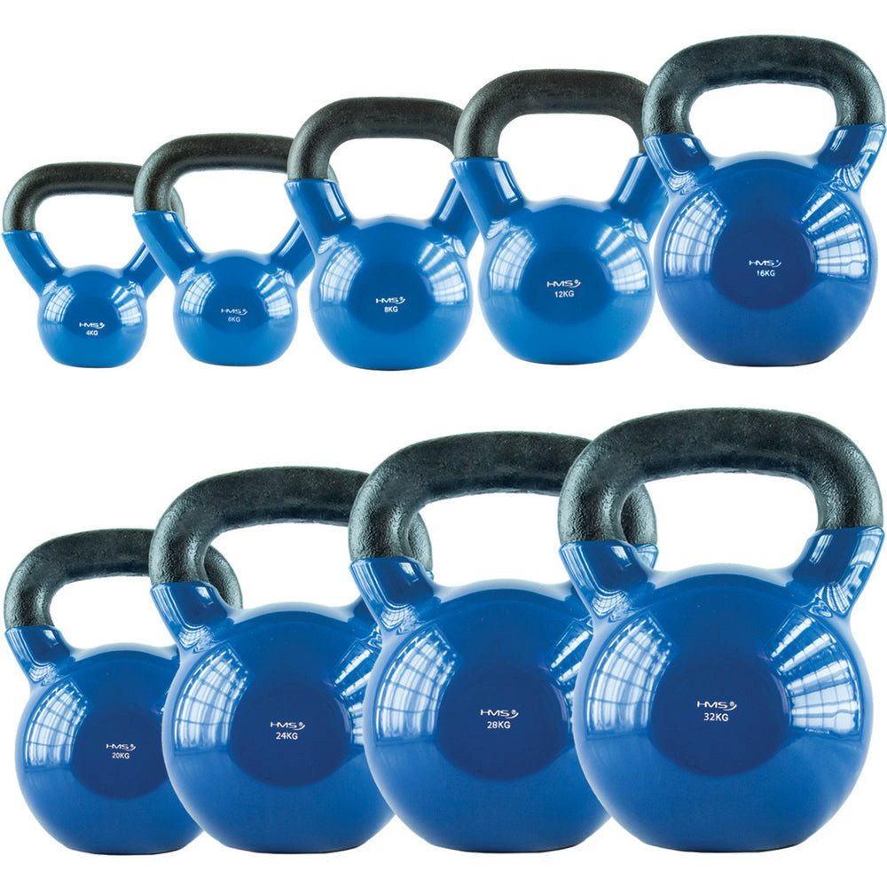 HMS Kompakthantel Kugelhantel Kettlebell Heimtraining, (Set, hochwertiges Gusseisen), sorgt für festen Halt und maximale Kontrolle