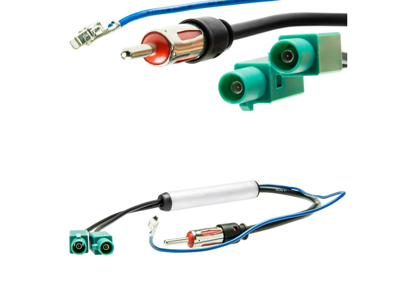 Adapter Universe Auto Radio Antennenadapter 2x Fakra Phantomeinspeisung DIN Anschluss Stabantenne
