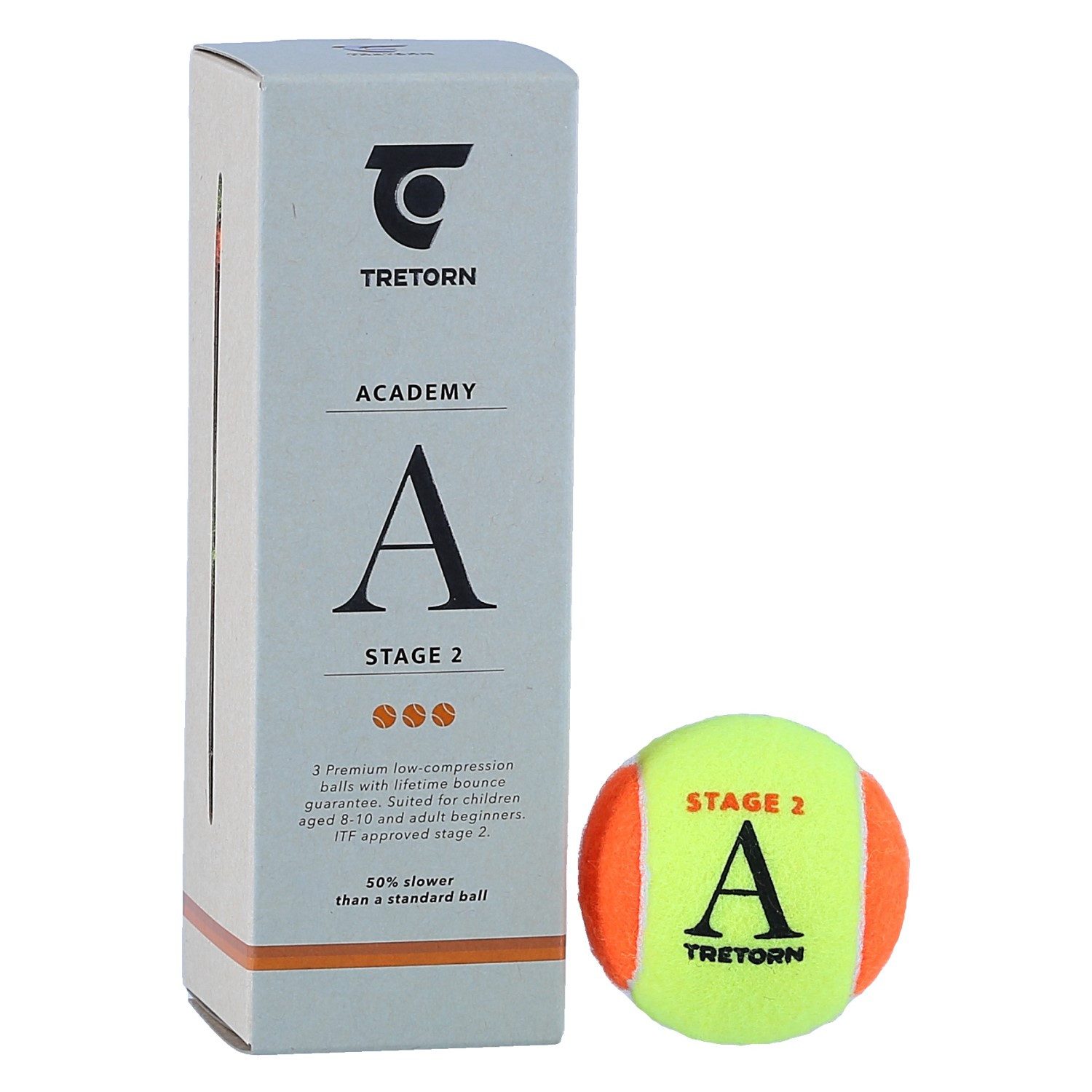 Tennisball Methodikbälle Stage 2 Academy gelb/orange Dose 3er