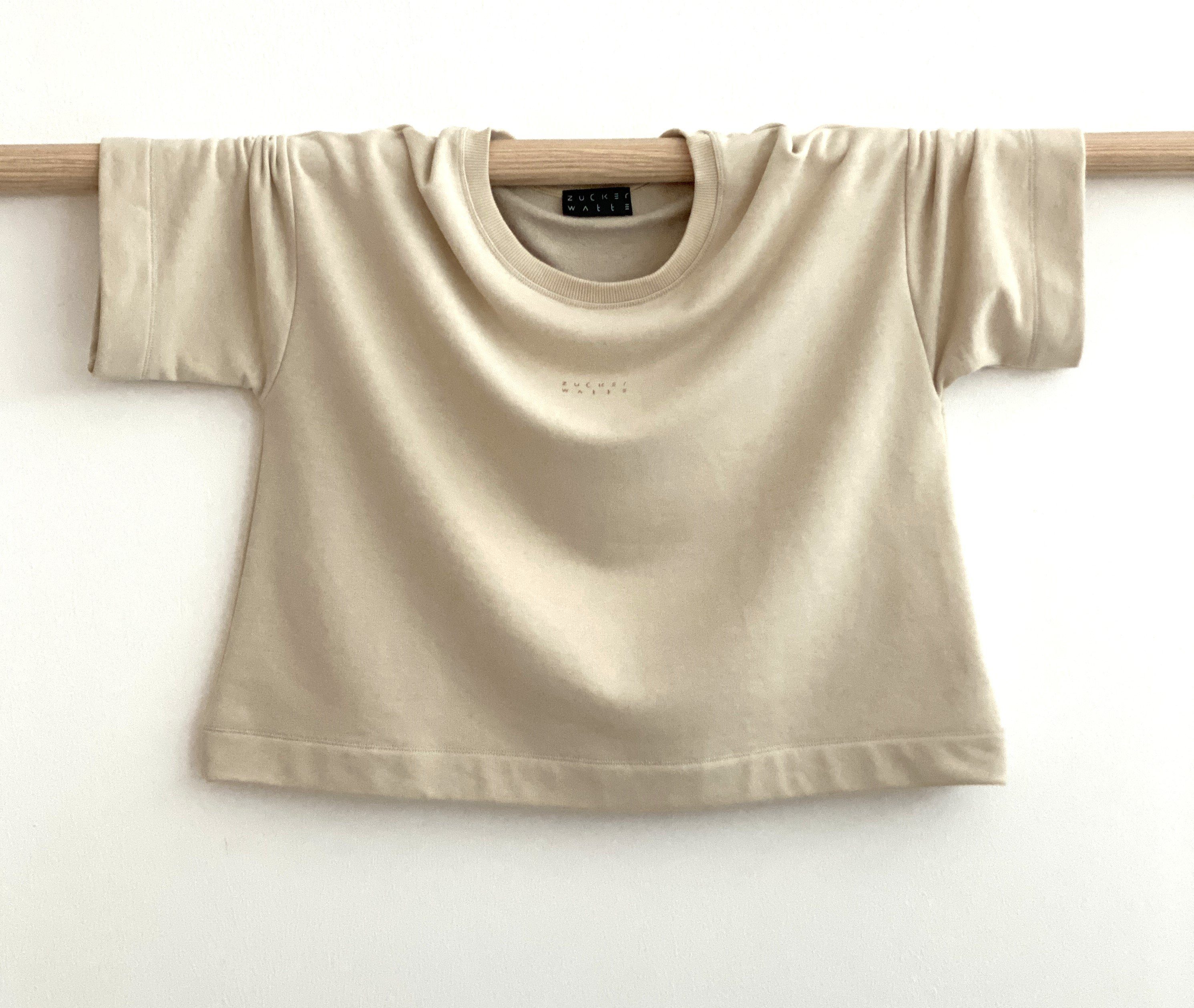 Zuckerwatte Sweatshirt mit Baumwolle Logoprint, Rundhalsausschnitt mit und beige dezentem