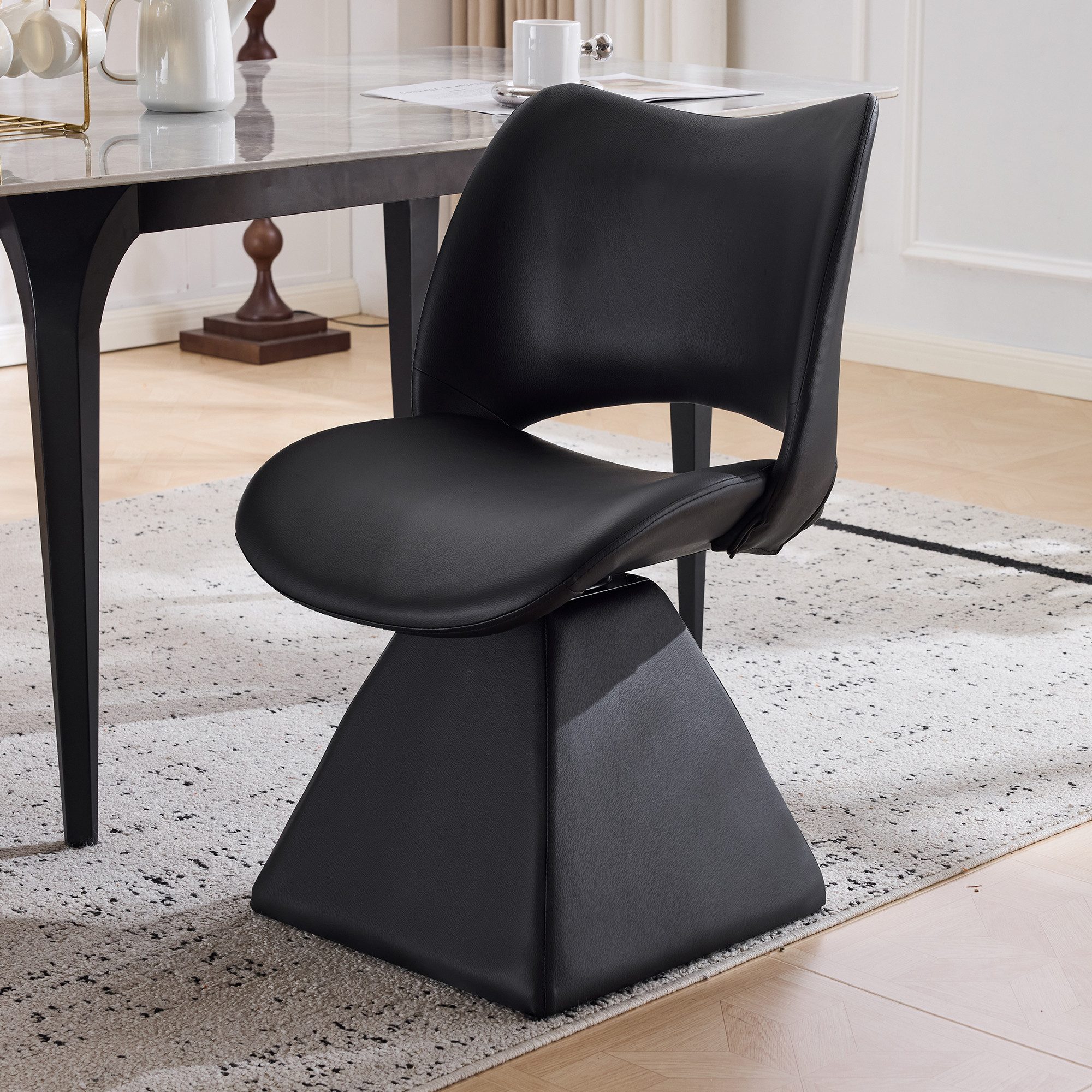 MODFU Drehstuhl Ideal für Esszimmer (stilvoller Hochlehner mit gepolsterter Sitzlösung und robuster Holzrahmen-Konstruktion, 1 St)