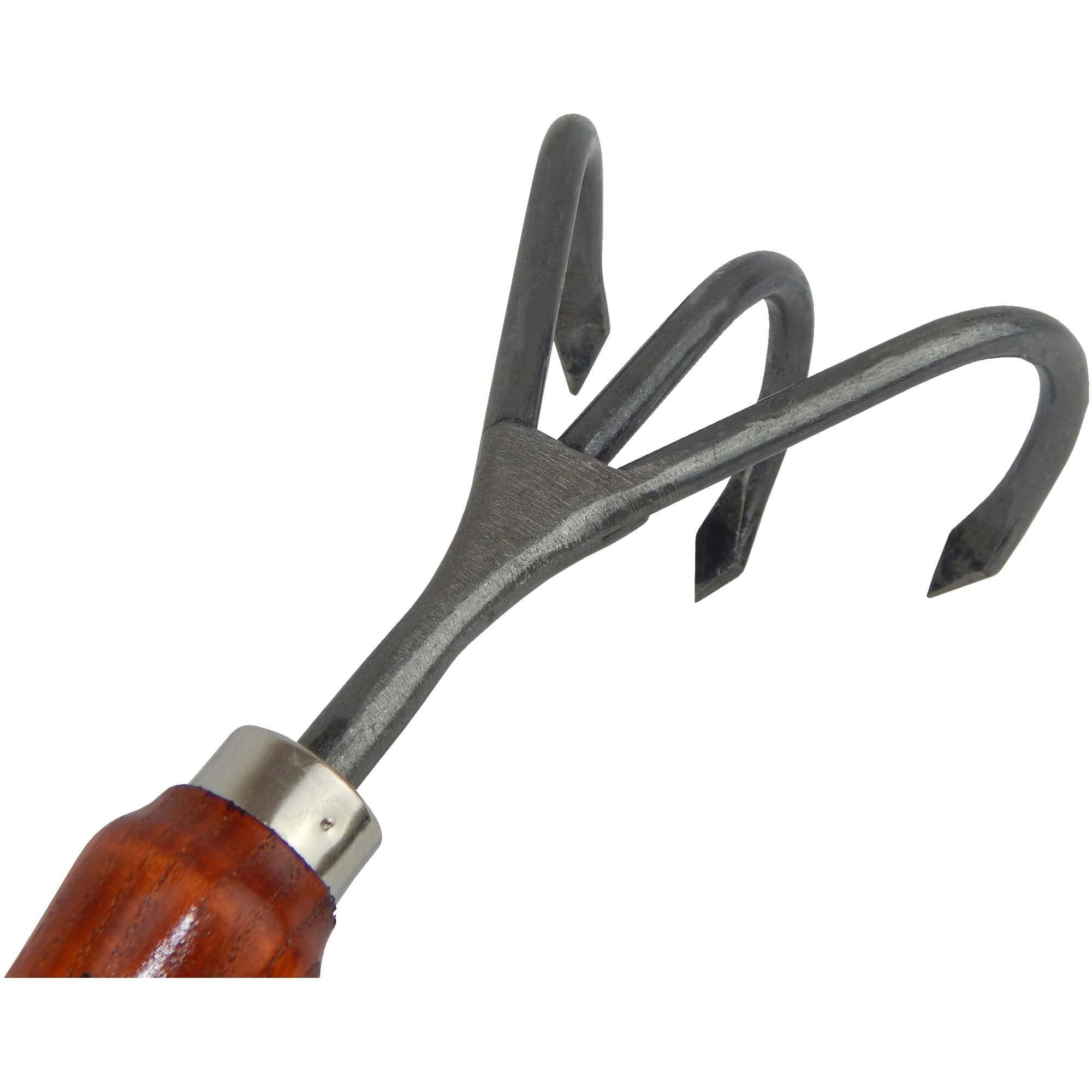 SHW Gartenhacke SHW Handgrubber 3 Zinken mit Eschenholzgriff, Ergonomischer Eschenholzgriff