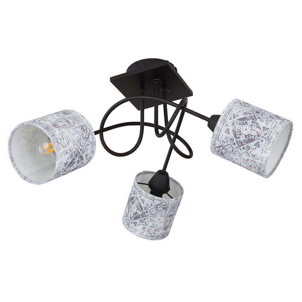 cm Metall Leuchtmittel schwarz Flammig inklusive, Deckenstrahler, Deckenleuchte nicht Textil 46 Wohnzimmerlampe 3 D etc-shop
