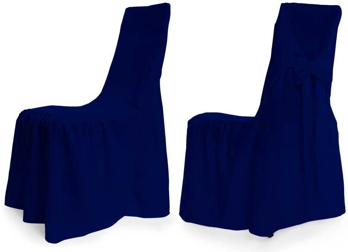 Stuhlhusse Universal Stuhlhusse wiederverwendbar Sitzbezug, & Modell: blickdicht, TexDeko, Blau Stuhlbezug, pflegeleicht WIEN