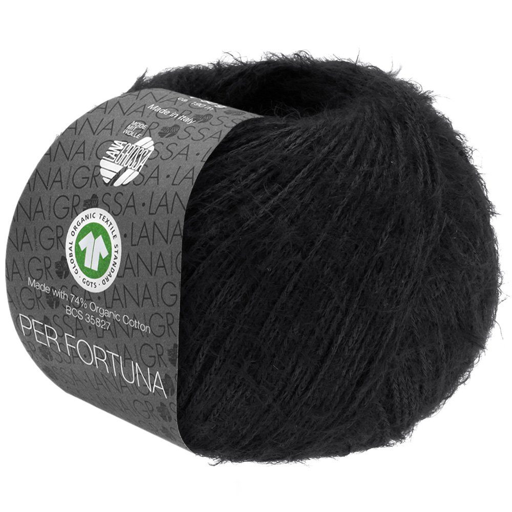 LANA GROSSA PER FORTUNA Flauschiges Kettengarn aus Baumwolle Häkelwolle, 190 m (Weiches Strickgarn für Pullover, Cardigans & Tops, Flauschige Struktur für moderne Strickmode mit Fashion-Charakter), 50 g