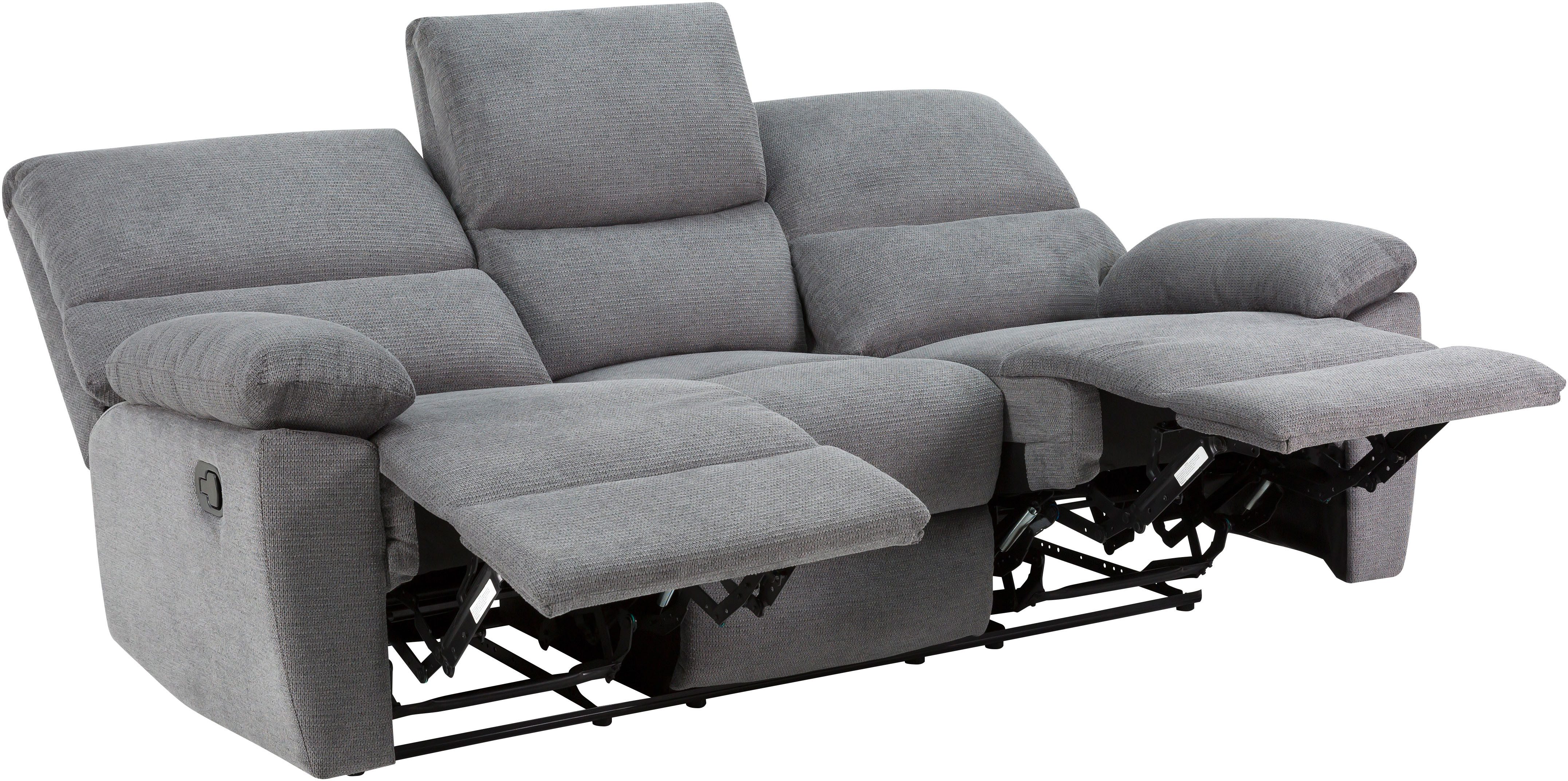 Home affaire 3-Sitzer LANNOY, manuelle o. elelektrische Relaxfunktion in 2 Sitzen, USB A/C, Liegefunktion (105°-150), Reclinersofa, Webstoff, Federkern