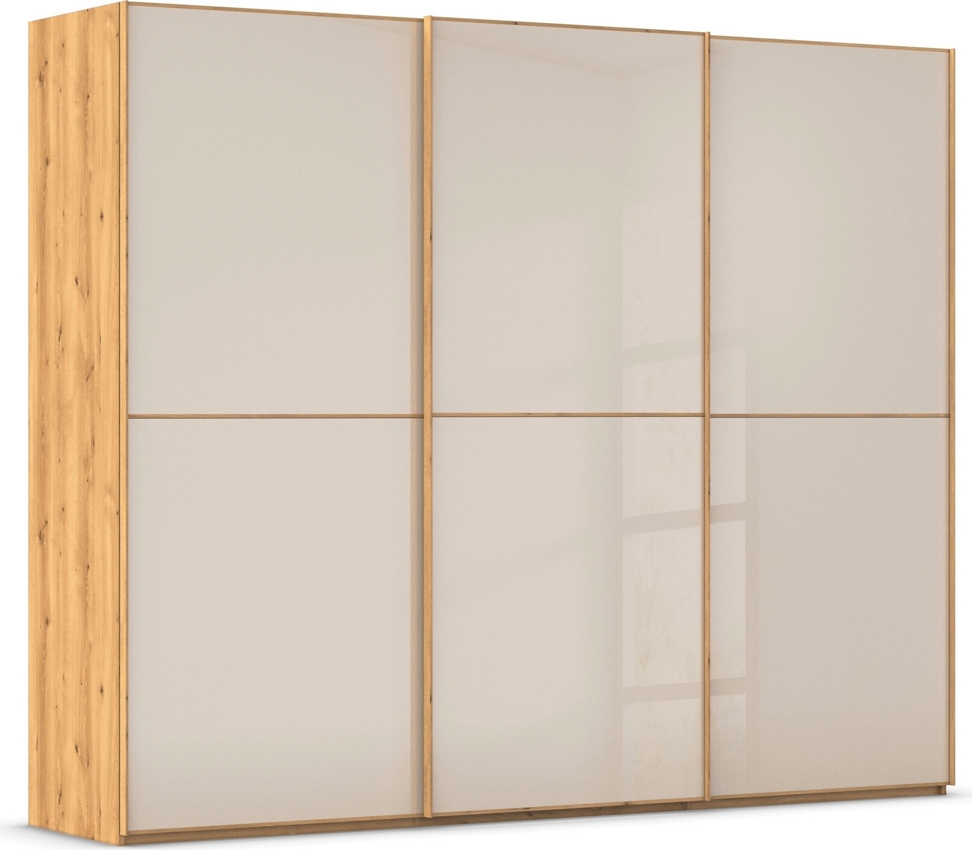 rauch Schwebetürenschrank Kleiderschrank Schrank Garderobe Schlafzimmerschrank SCALE-DUO edle zweigeteilte Türen Glas-Front mit 3 Zierleisten MADE IN GERMANY