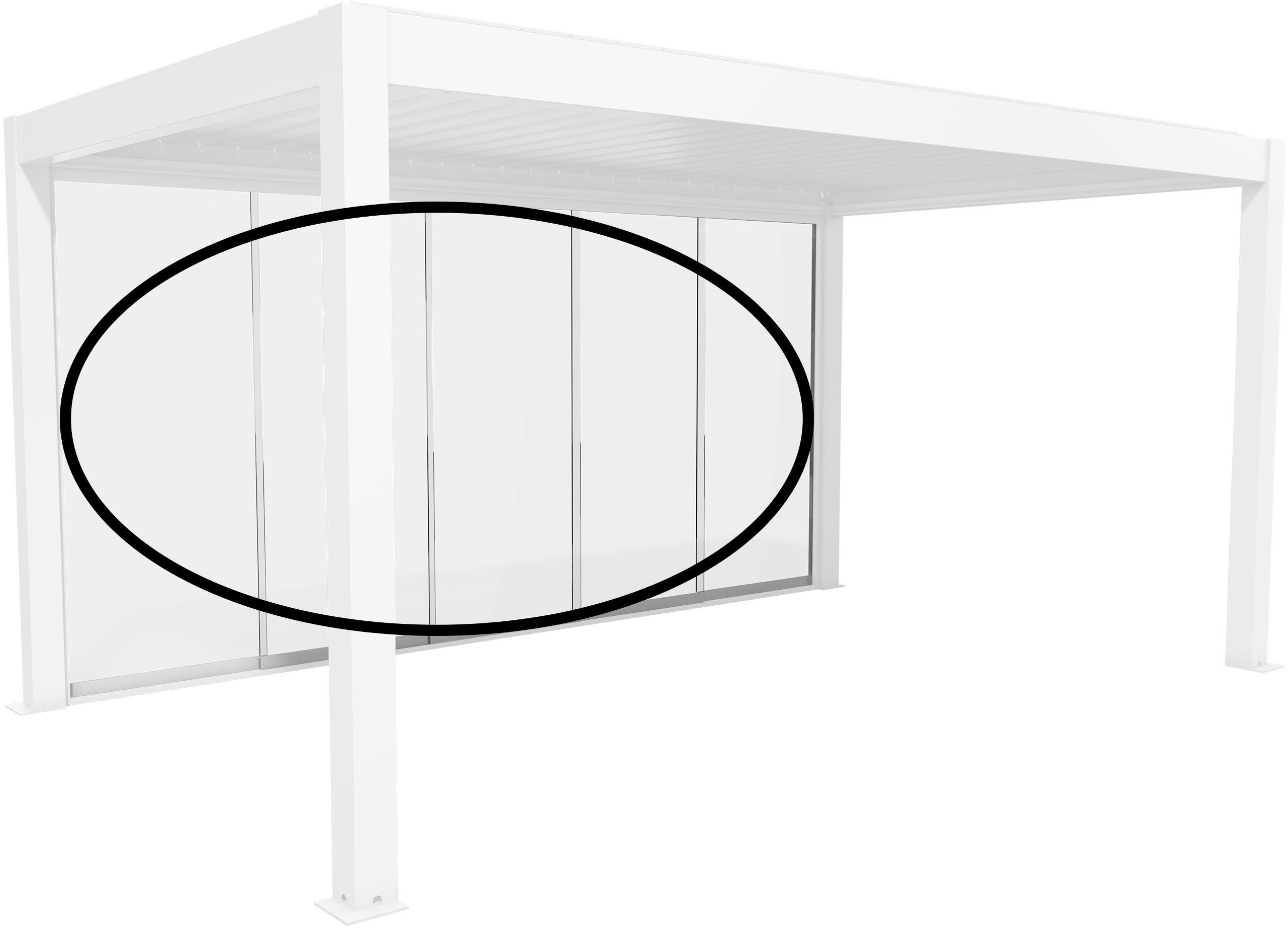 Biohort Glasschiebetür Klarglas Gr. 5 m für Pergola, verschiedene Farben, 475,5x 234,9 cm, Glaselemente aus 10 mm ESG