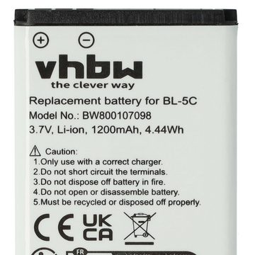 vhbw kompatibel mit Media-Tech MT847KR, MT847KB, MT847KG, MT843WB, MT845 Smartphone-Akku Li-Ion 1200 mAh (3,7 V)