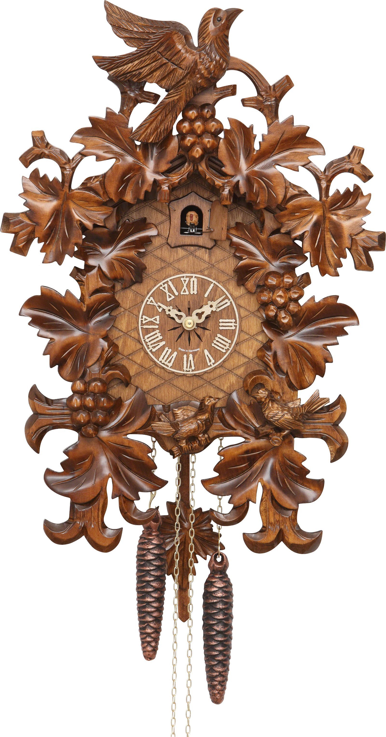 Hekas Wanduhr Kuckucksuhr geschnitzt 8-Tage-Uhrwerk 45cm von Hekas