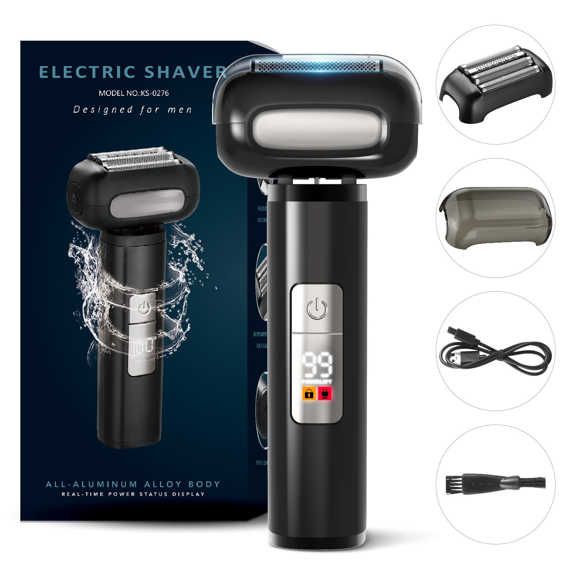 ANYSUN Elektrorasierer Rasierer Herren Elektrisch Elektrorasierer für Männer, IPX7 Waschbarer, Haartrimmer &Reinigungsburste, Wet&Dry