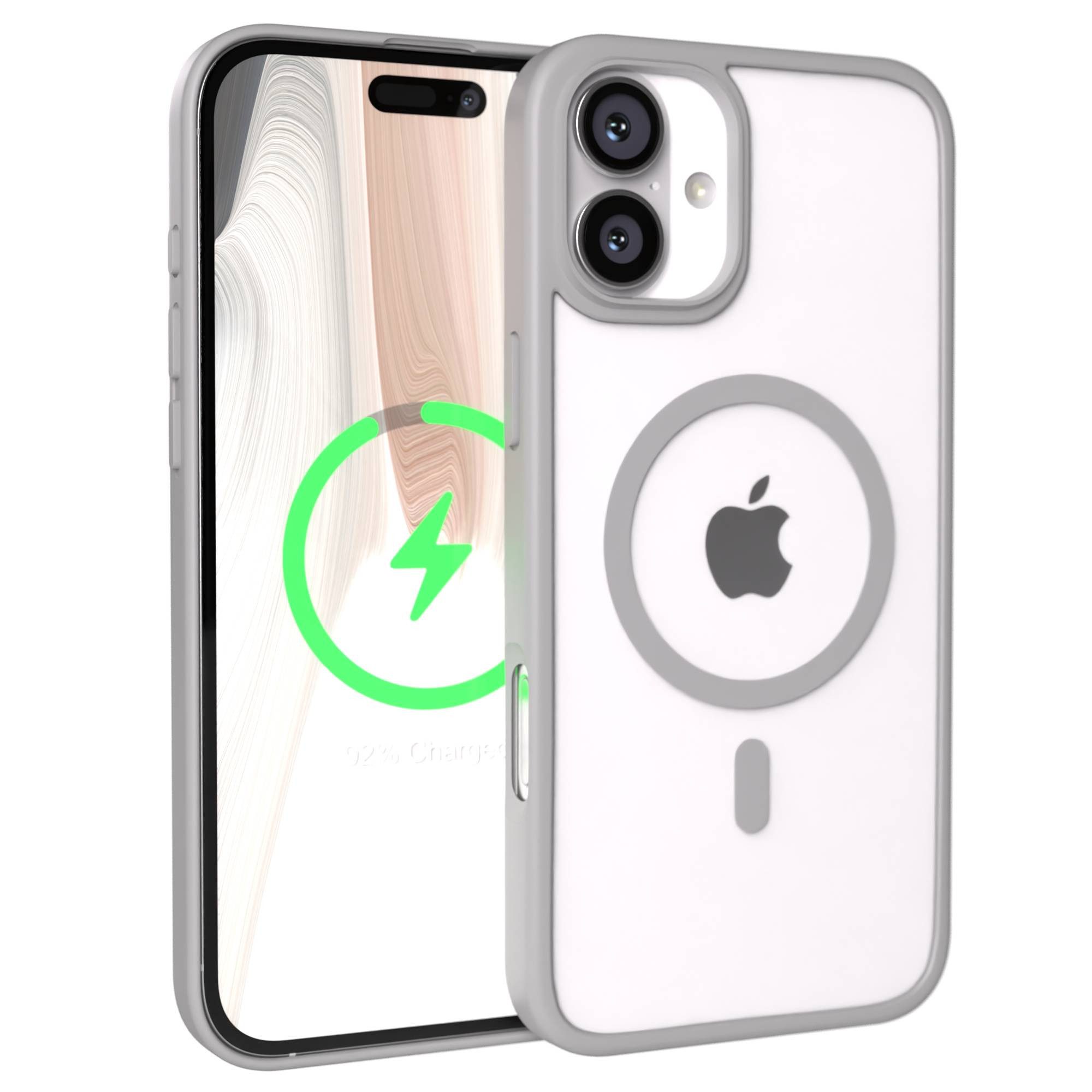 EAZY CASE Handyhülle Outdoor Case MagSafe für Apple iPhone 16 Plus 6,7 Zoll, Schutzhüllle Outdoor Case mit MagSafe stoßfest Backcover modern Grau