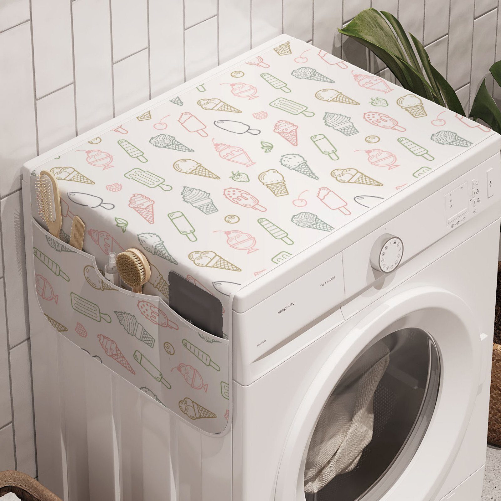 Pastell und Eis Childish Anti-Rutsch-Stoffabdeckung Waschmaschine Badorganizer Abakuhaus für Retro Trockner,
