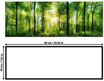 Victor (Zenith) Acrylglasbild Acrylglasbild \"Wald mit Sonnenstrahlen\" - Größe: 20 x 60 cm, Landschaften, in 20x60 cm, Glasbilder Wald Bäume Natur