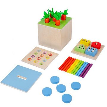 XDeer Lernspielzeug Montessori Spielzeug Holzspielzeug 4 IN 1 Sortierspiel , Ball Drop Karottenernte Lernspielzeug Geschenk 